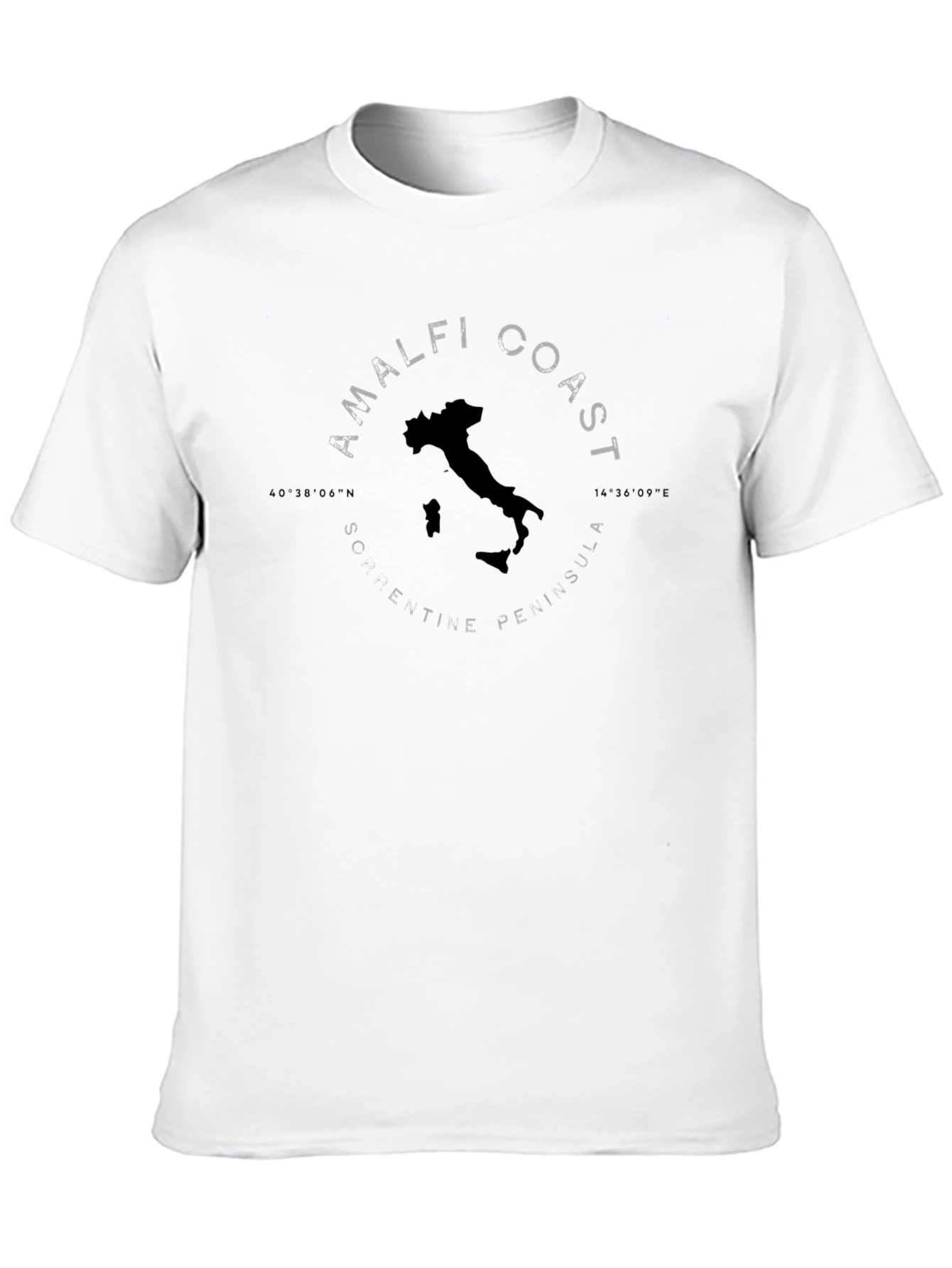 Amalfi Coast Italy Mens Black Graphic T-Shirt