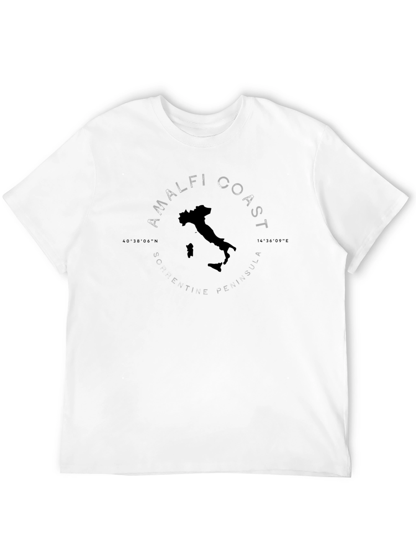 Amalfi Coast Italy Mens Black Graphic T-Shirt