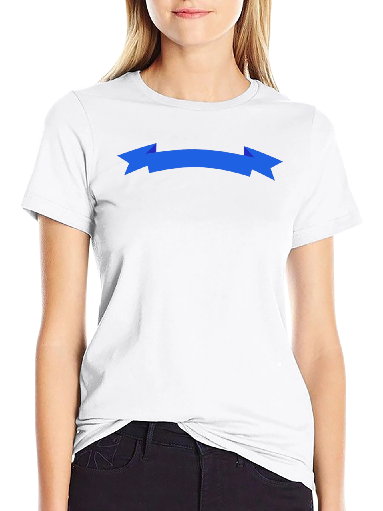 Mens Black T-Shirt with Blue Banner Graphic