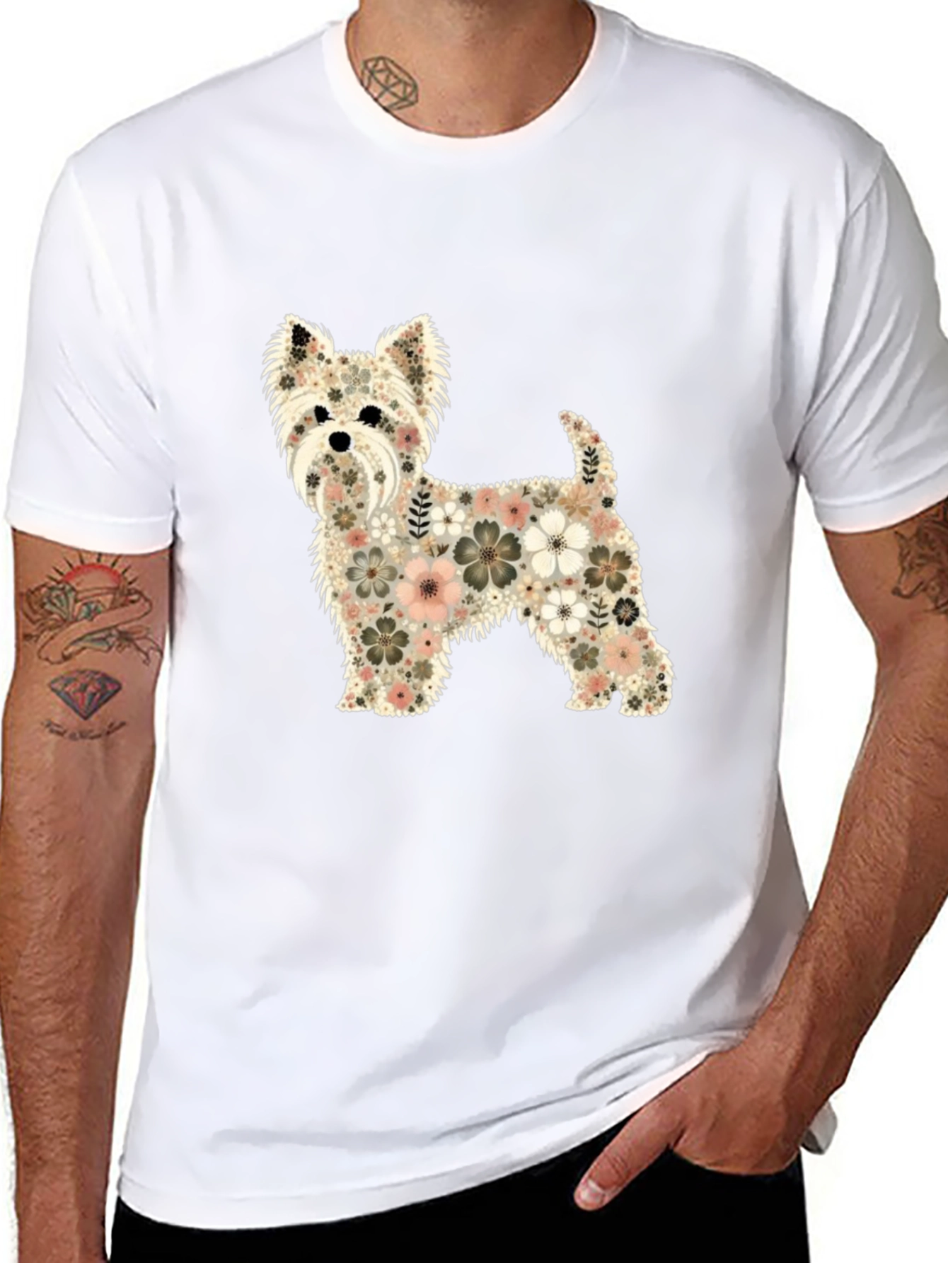 Floral Dog Graphic T-Shirt
