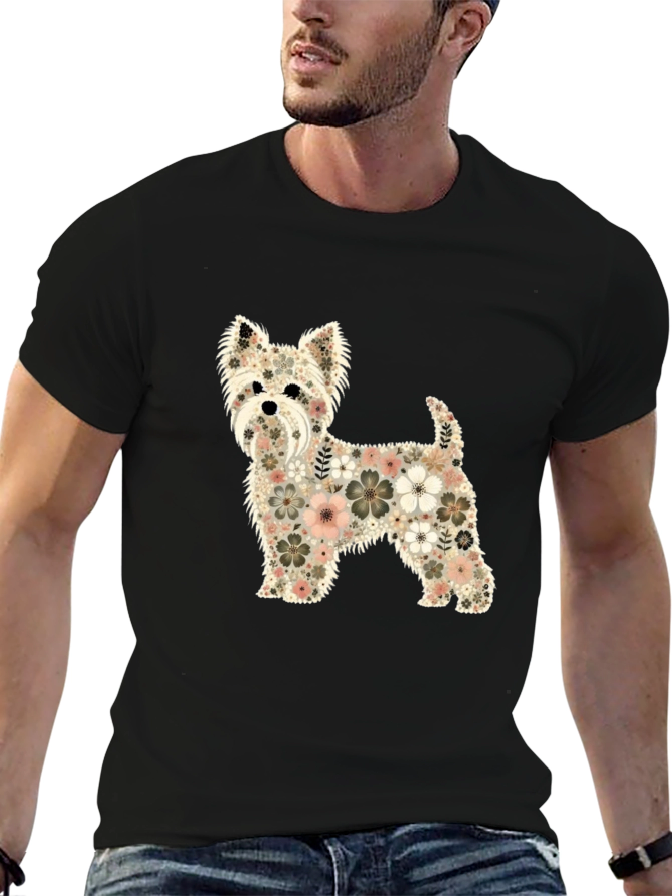Floral Dog Graphic T-Shirt