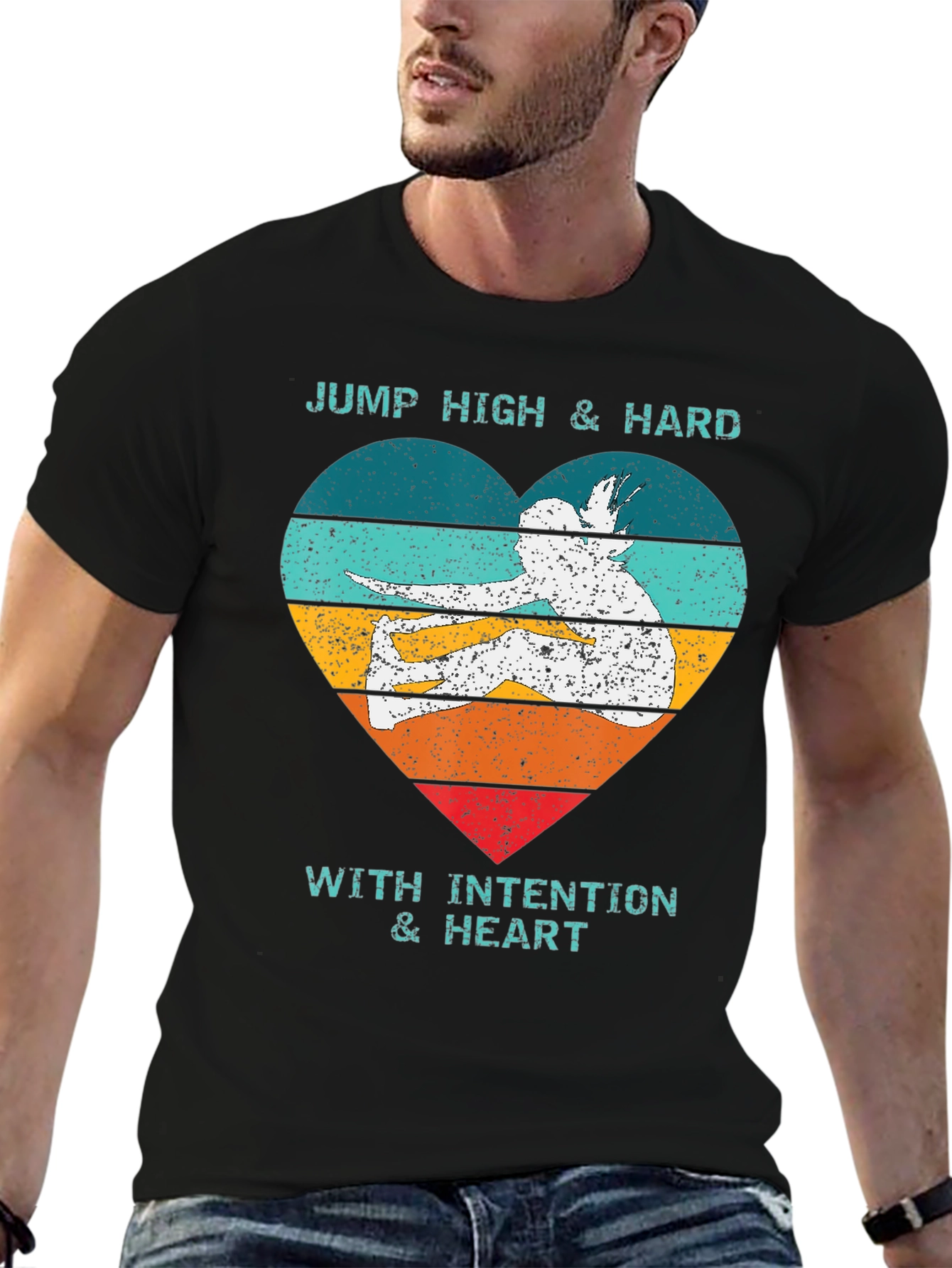 Jump High Heart Graphic Tee - Black
