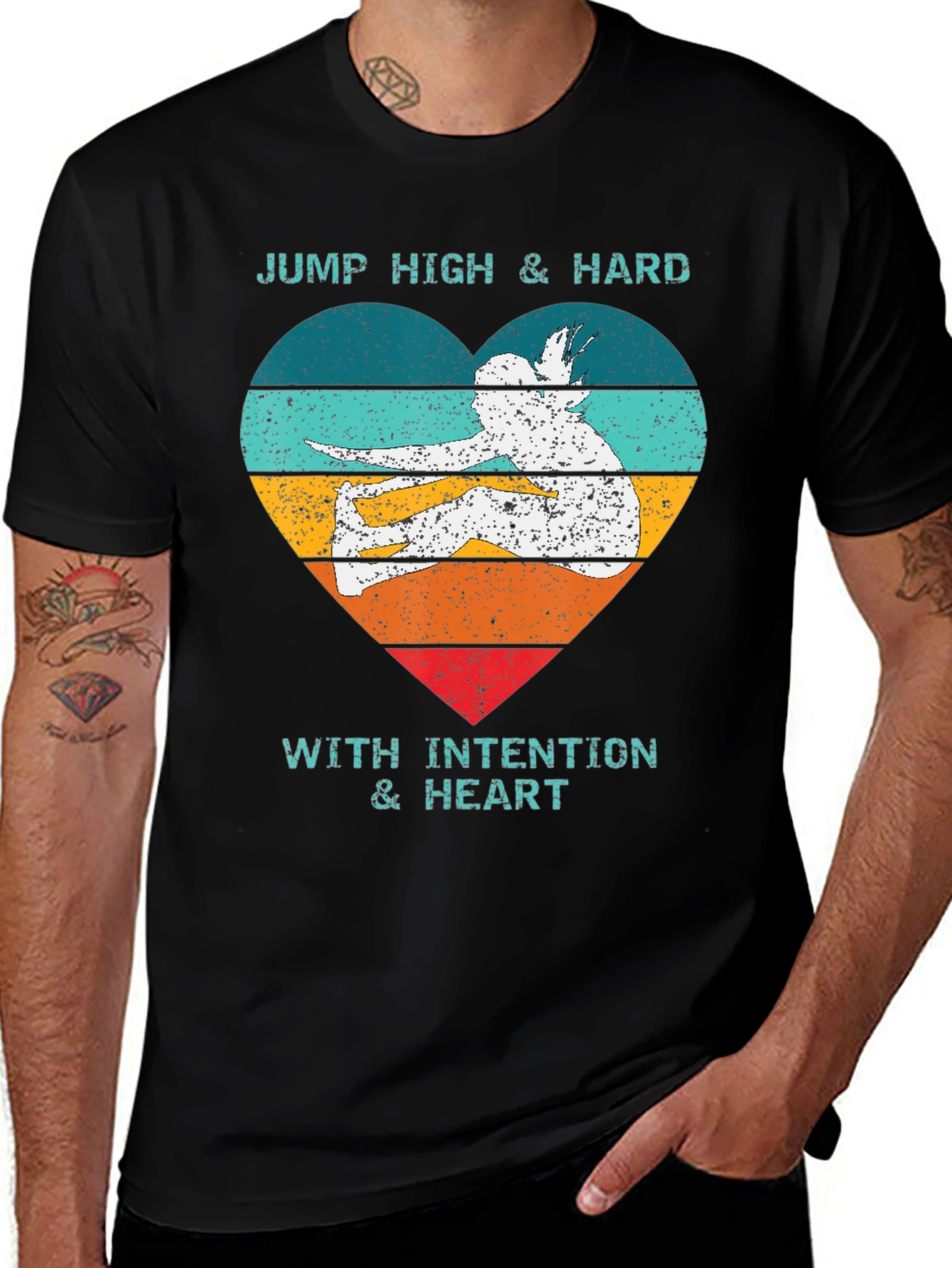 Jump High Heart Graphic Tee - Black
