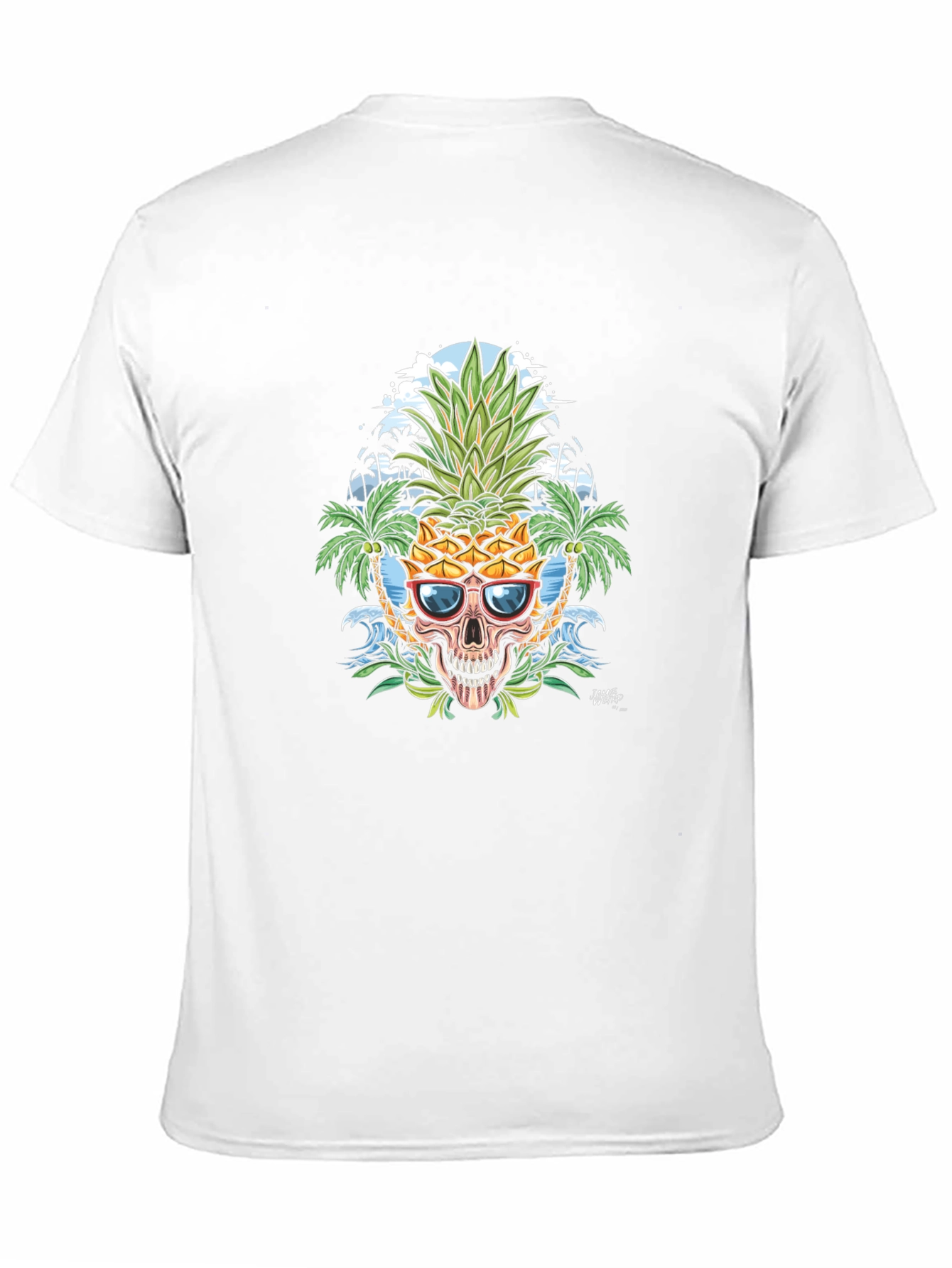 Tropical Pineapple Skull Graphic T-Shirt