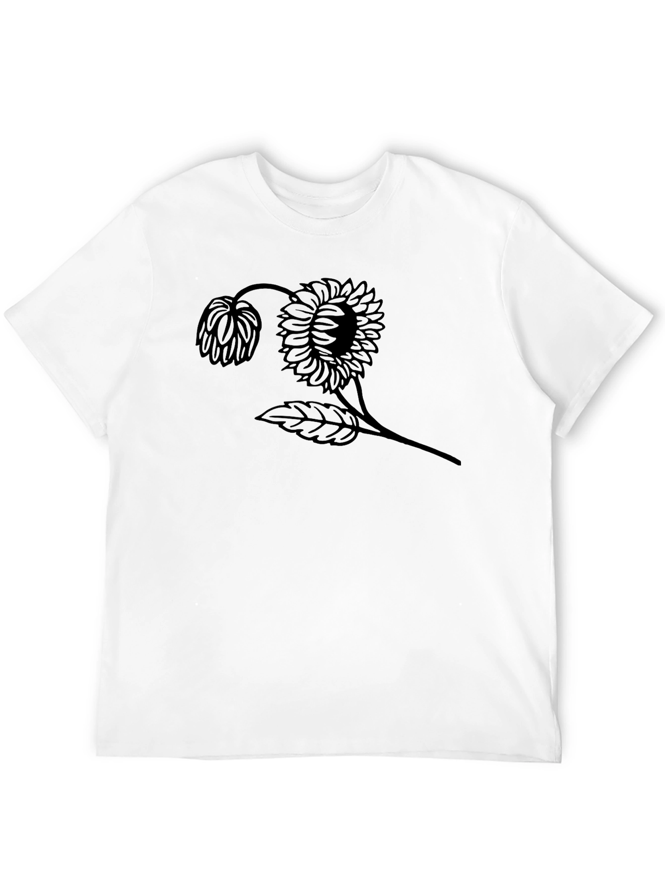 Black Graphic Tee - Sunflower Design