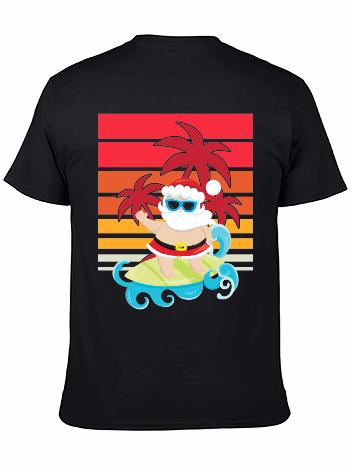 Surfing Santa Graphic Tee - Holiday Fun