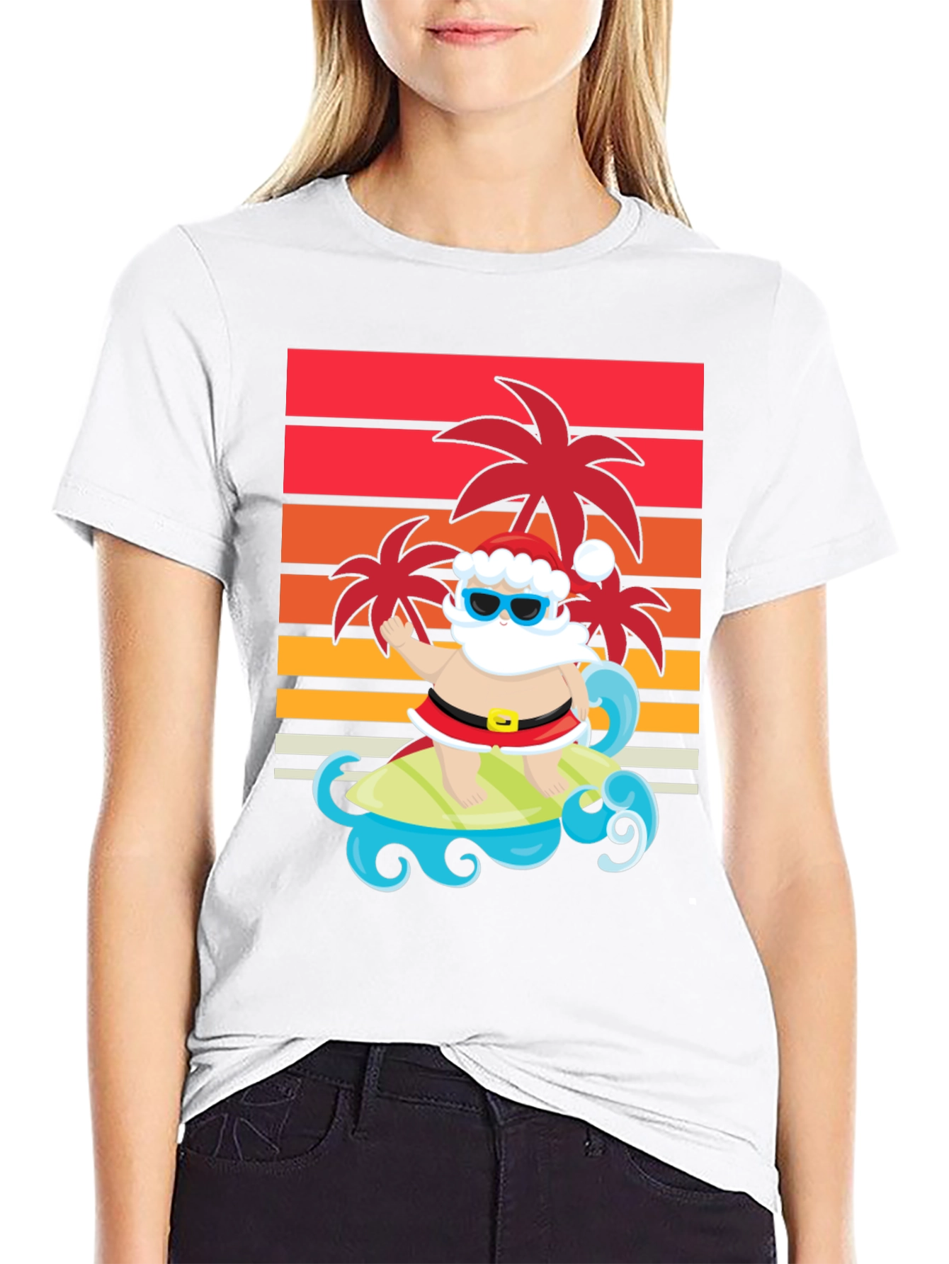 Surfing Santa Graphic Tee - Holiday Fun
