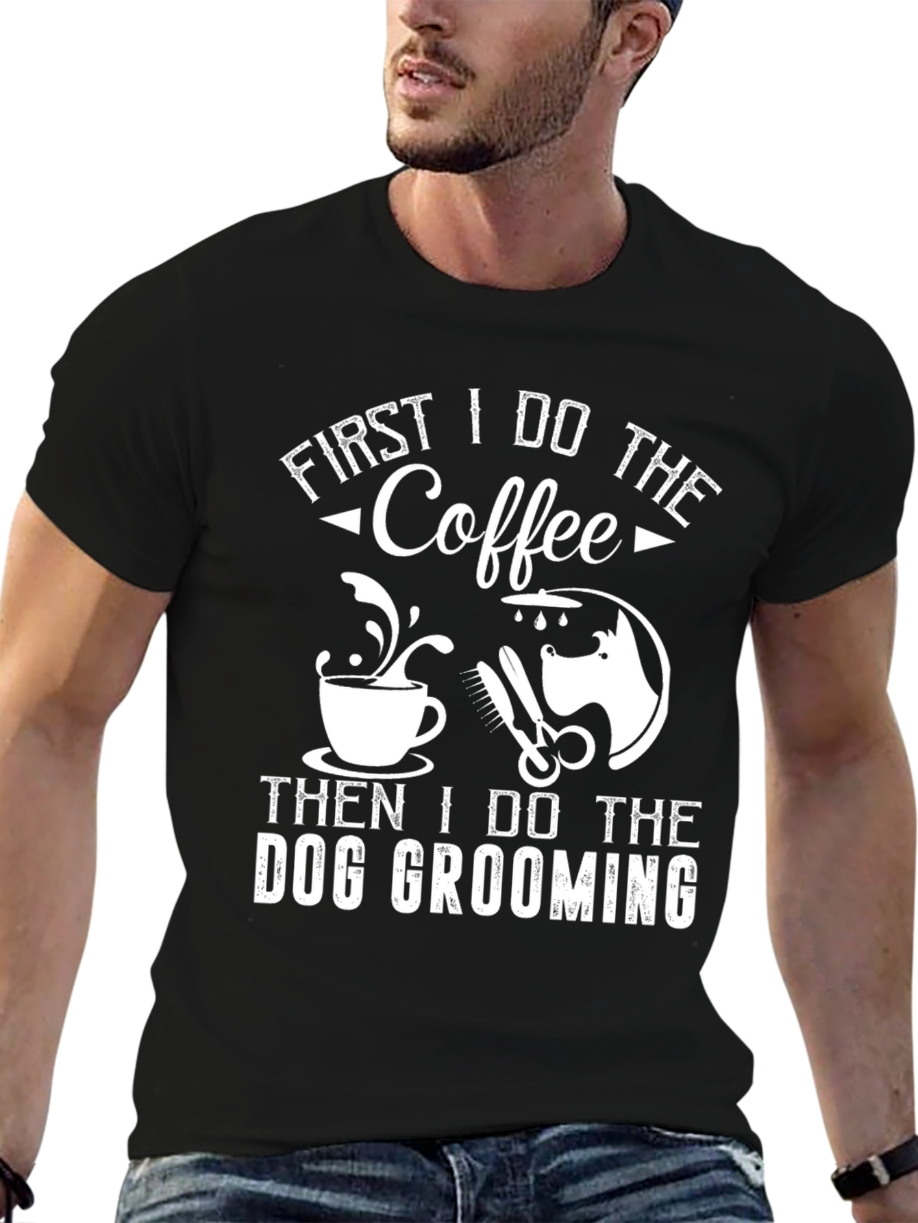 Coffee & Dog Grooming T-Shirt - Funny Gift!