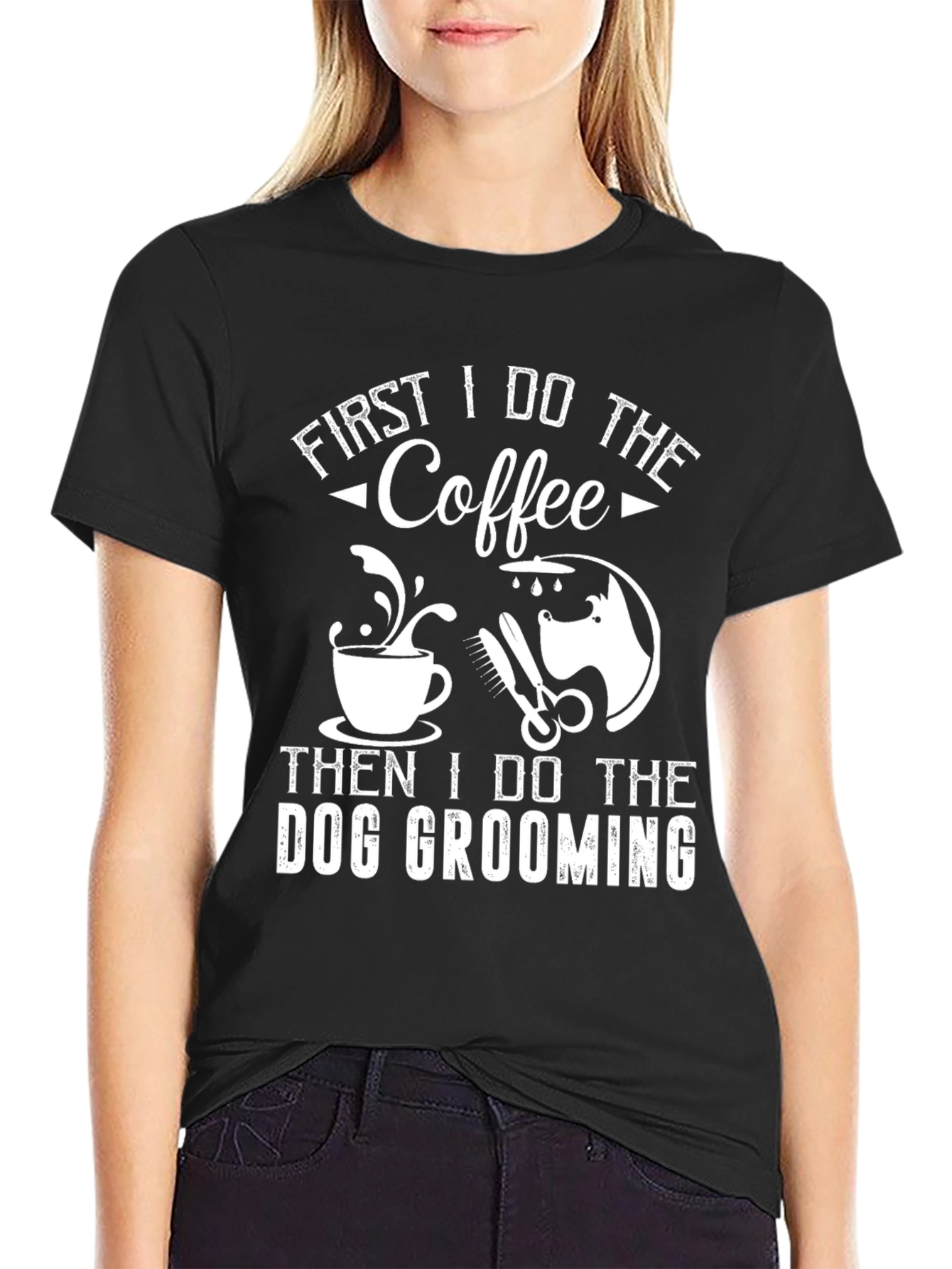 Coffee & Dog Grooming T-Shirt - Funny Gift!