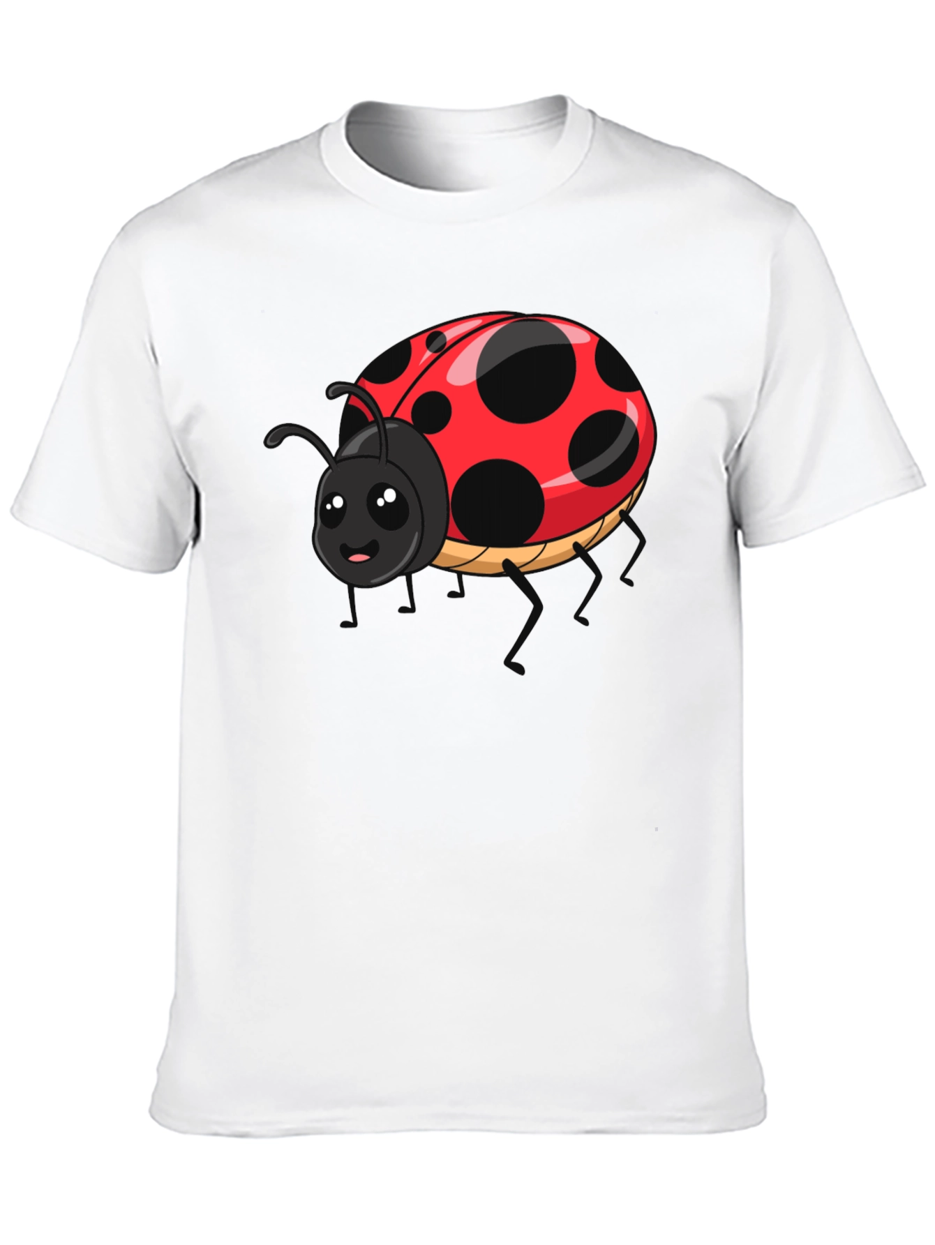 Cute Ladybug Graphic Tee - Black Cotton T-Shirt