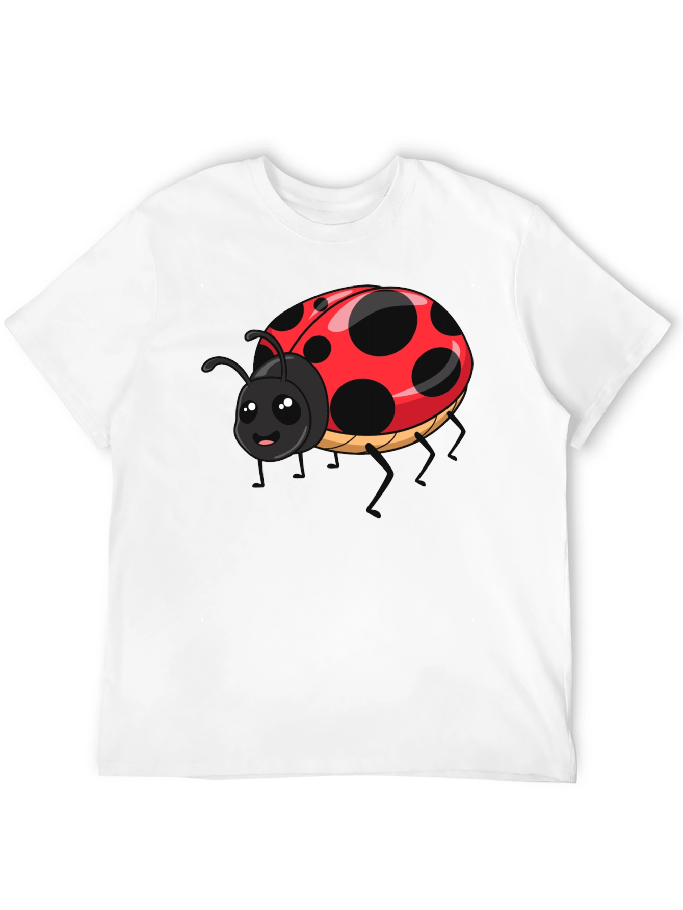 Cute Ladybug Graphic Tee - Black Cotton T-Shirt