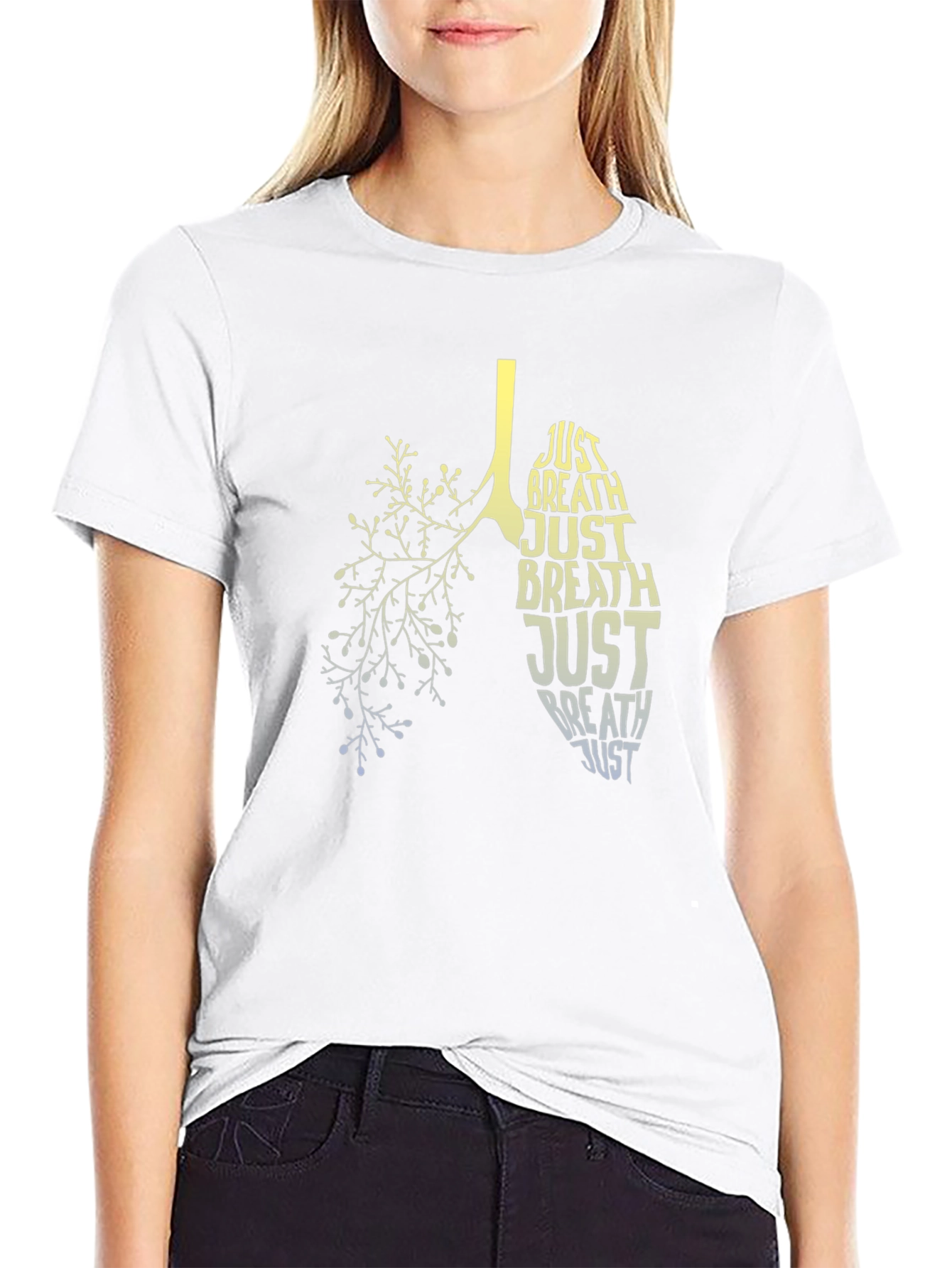 Just Breathe Lungs Graphic Tee - Black