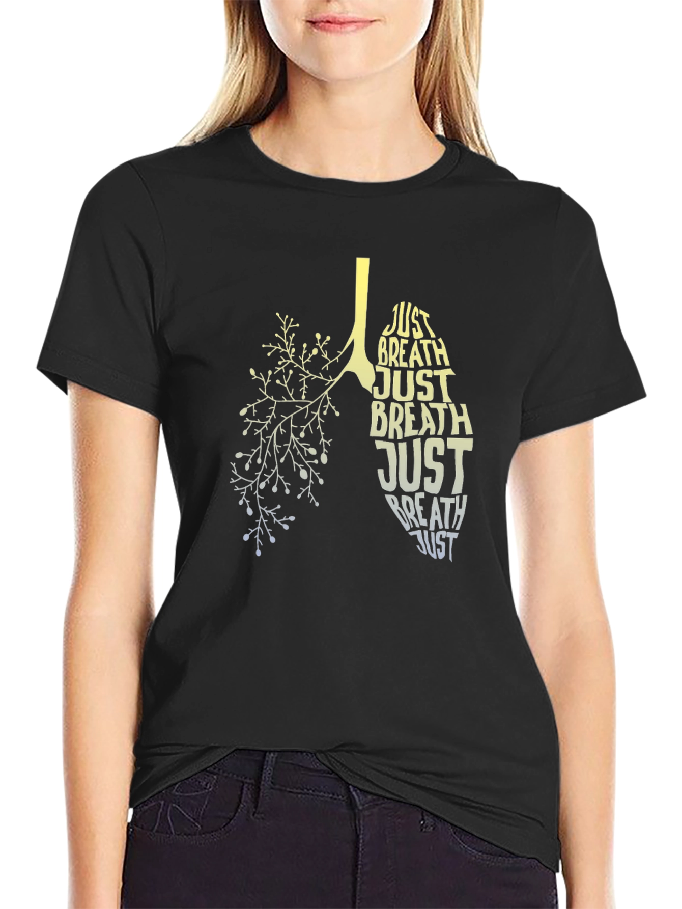 Just Breathe Lungs Graphic Tee - Black