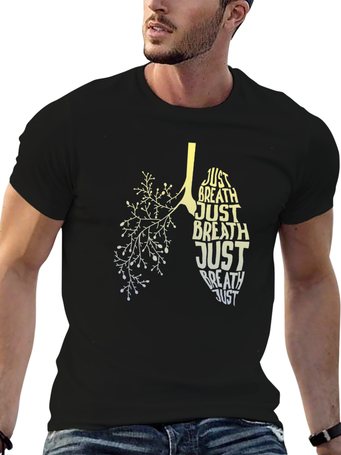 Just Breathe Lungs Graphic Tee - Black