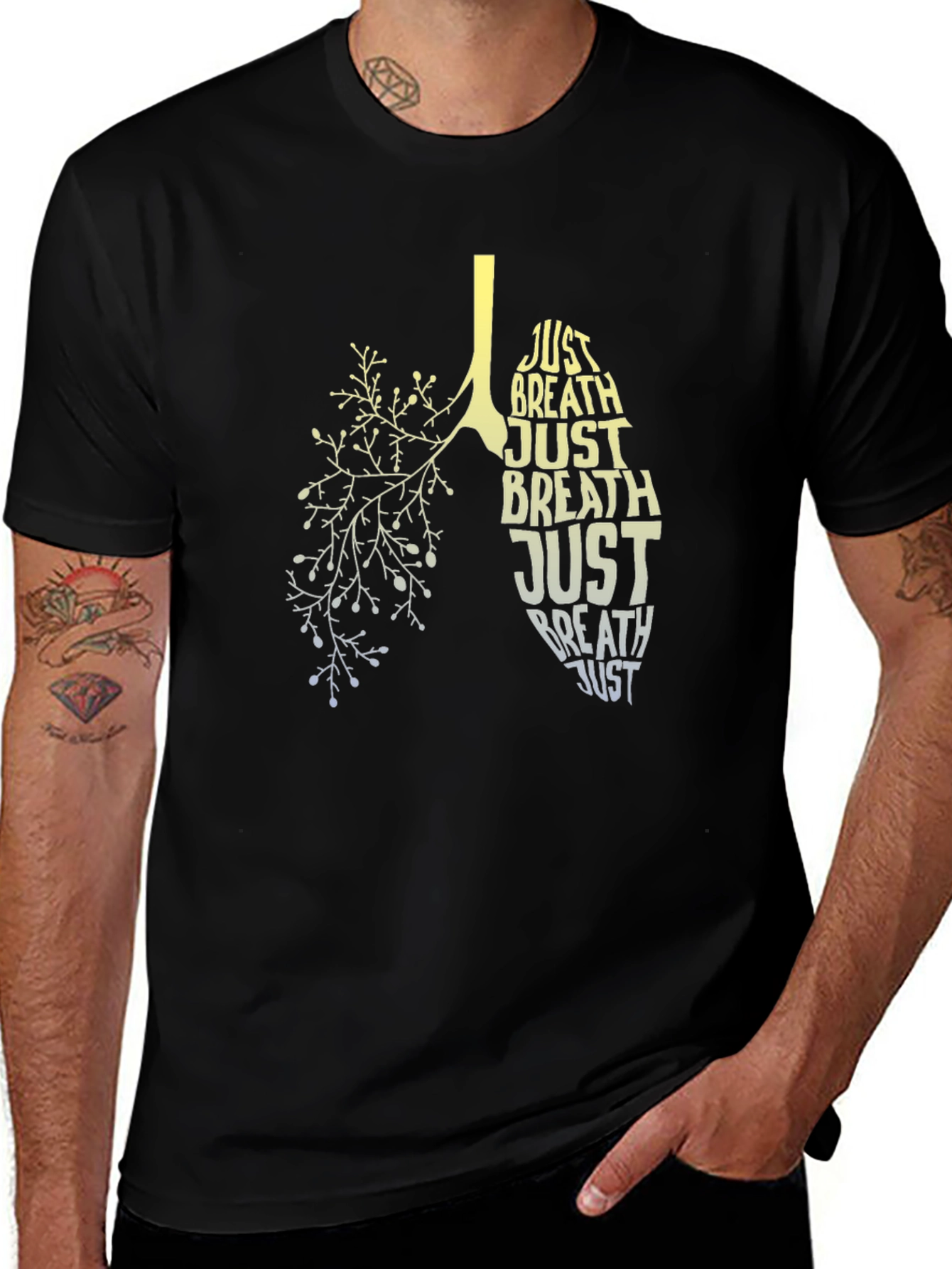 Just Breathe Lungs Graphic Tee - Black