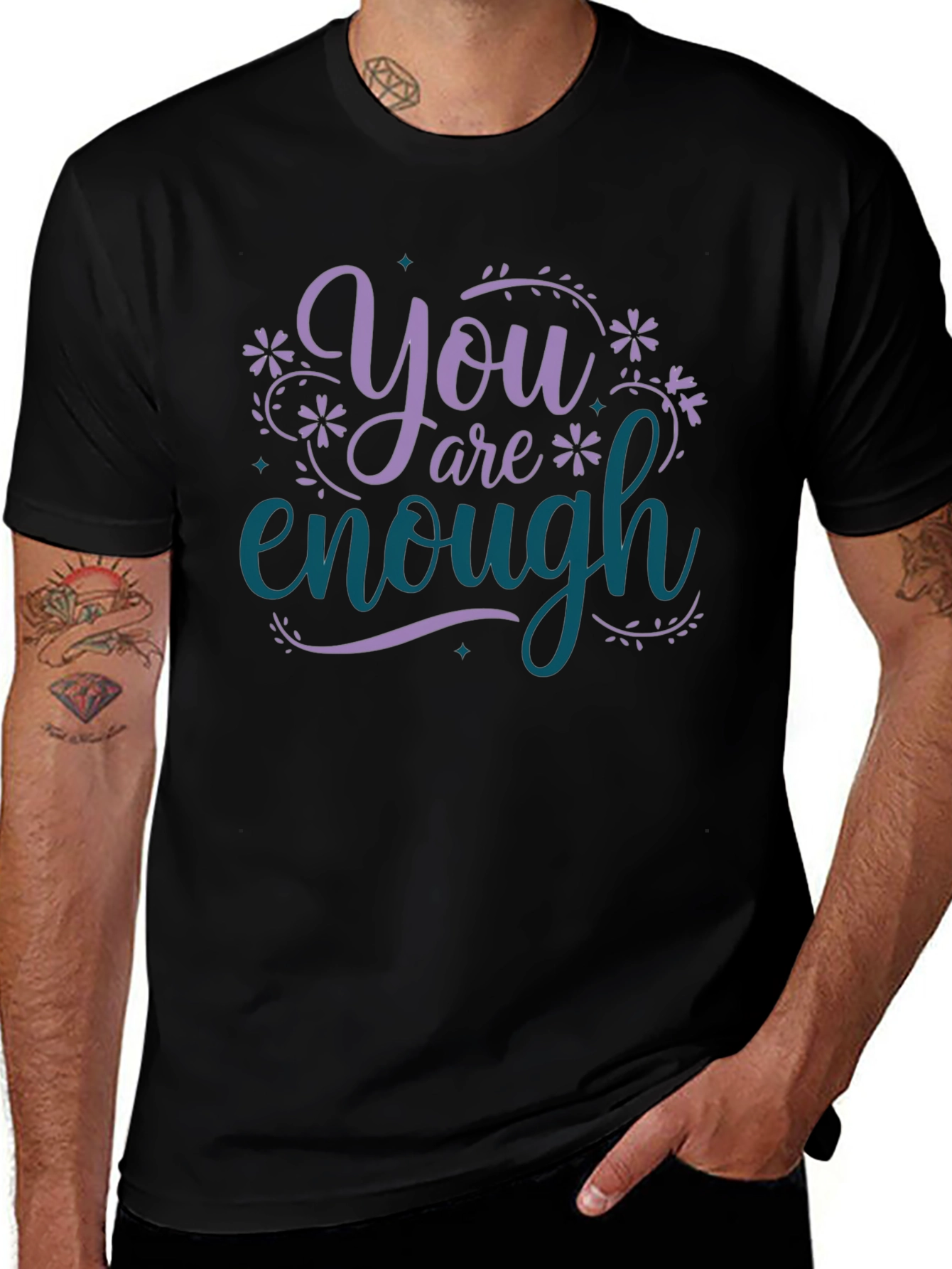 You Are Enough Graphic Tee - Motivational Black T-Shirt