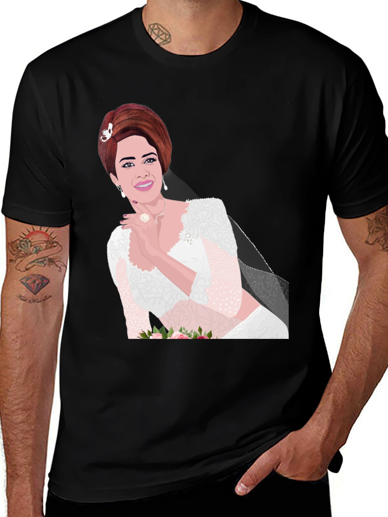 Bride Graphic Tee - Stylish Black Cotton Blend
