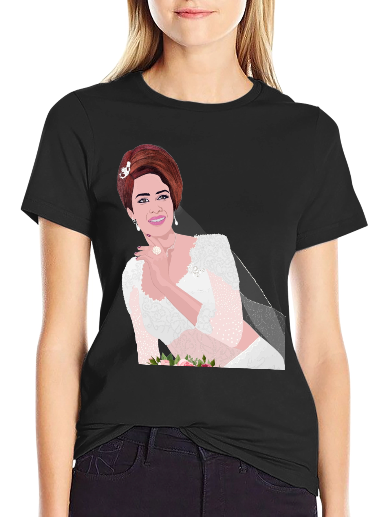 Bride Graphic Tee - Stylish Black Cotton Blend