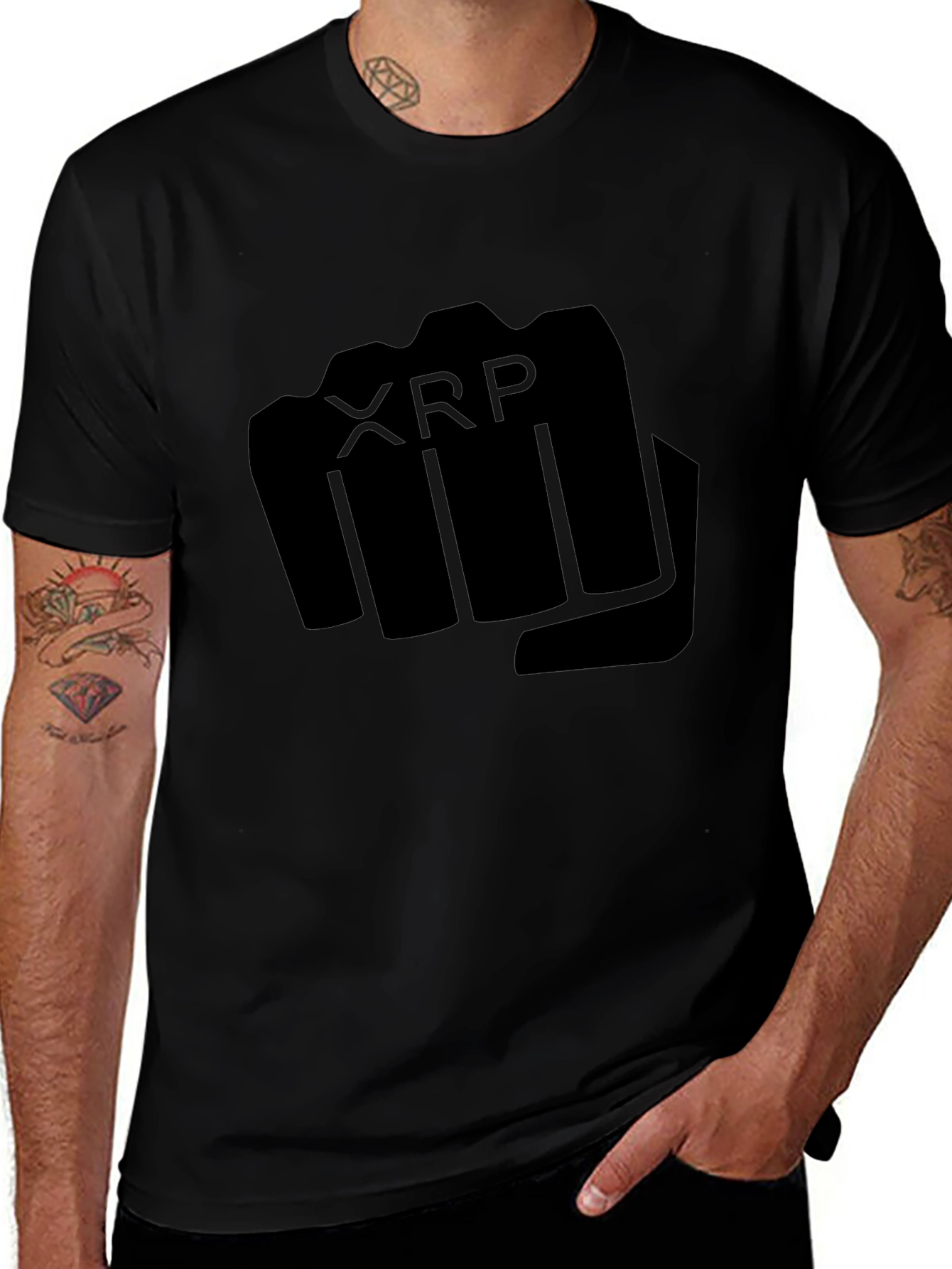 XRP Fist Black T-Shirt - Crypto Supporter Tee
