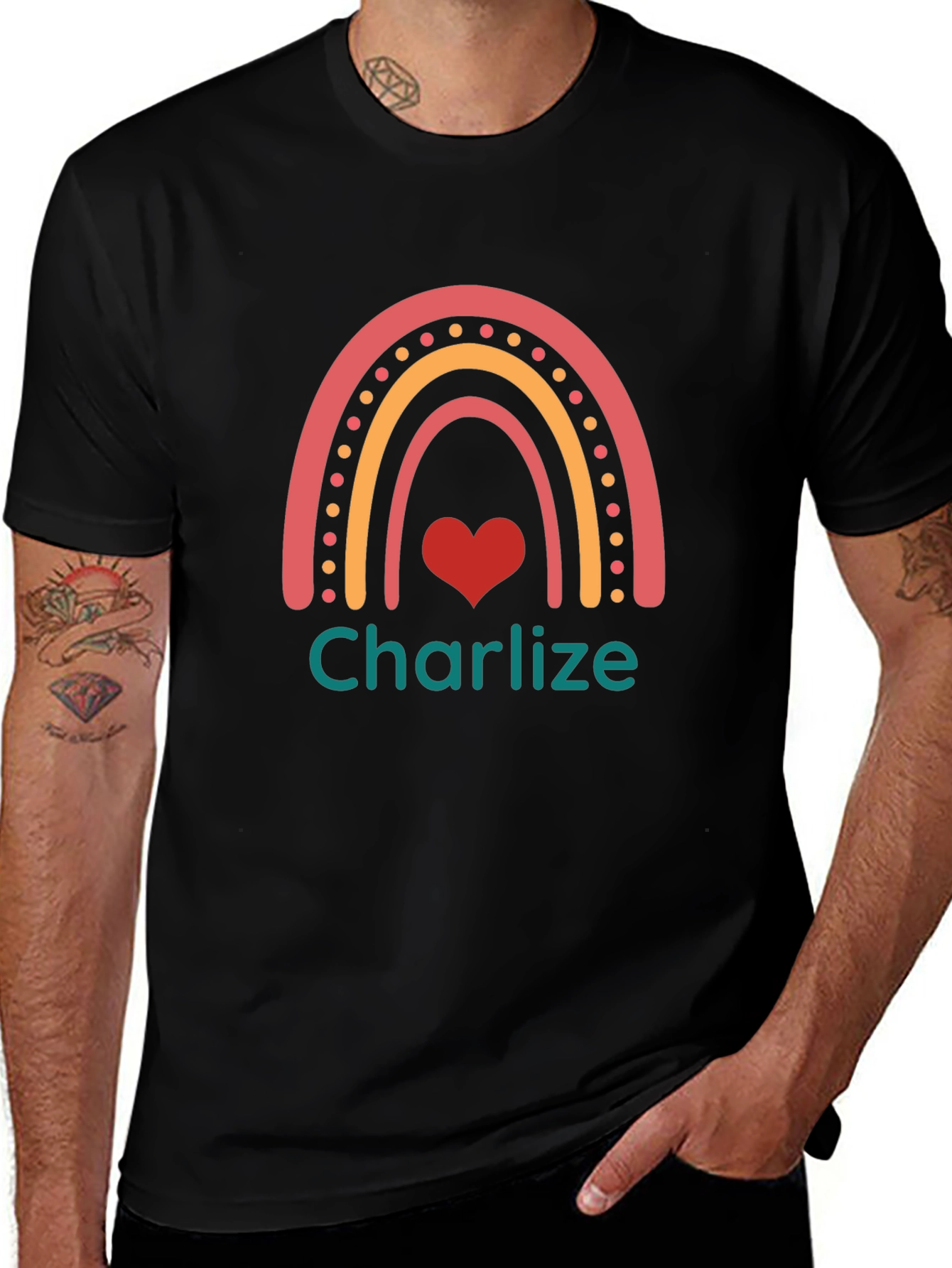 Rainbow Name Heart Custom T-Shirt
