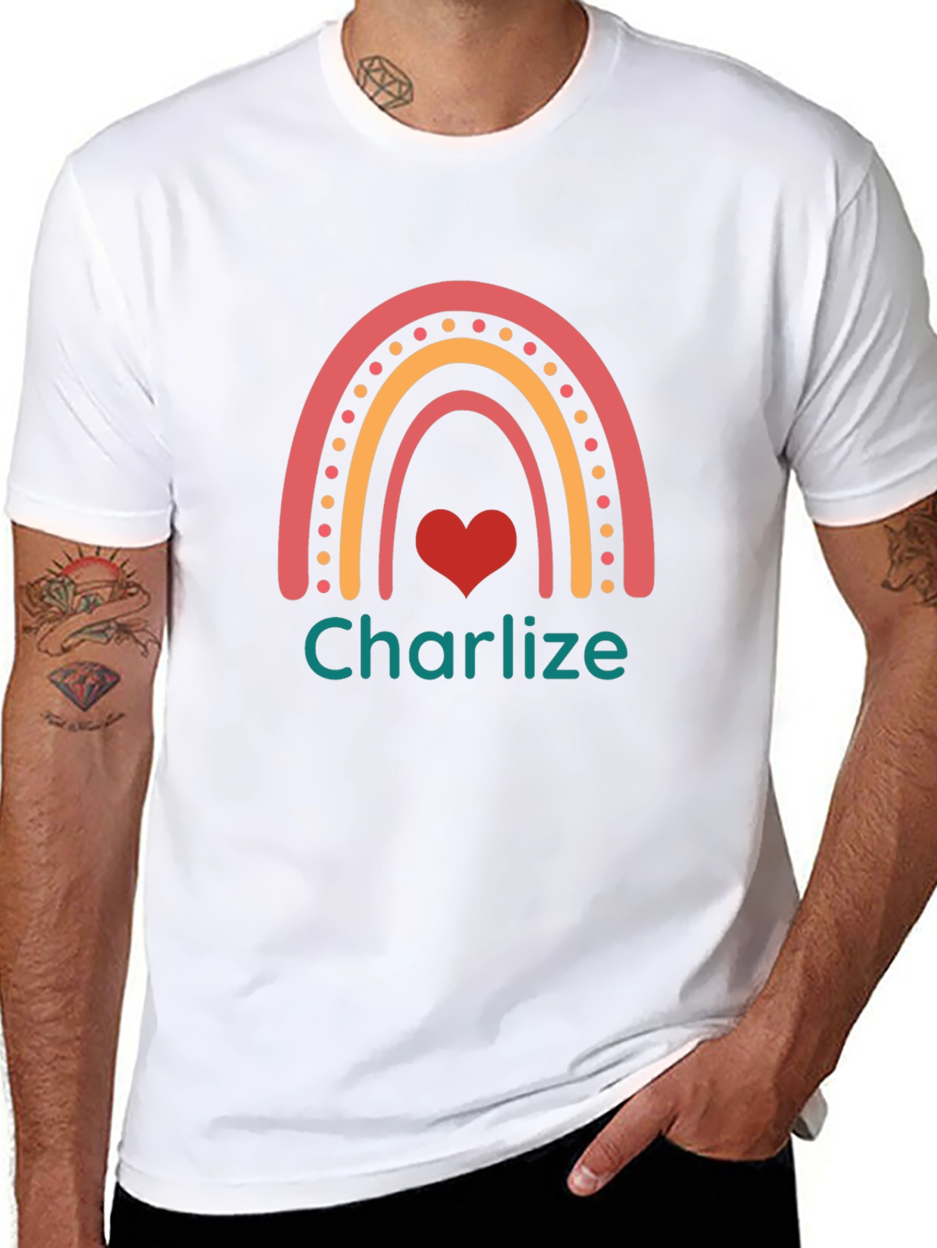 Rainbow Name Heart Custom T-Shirt