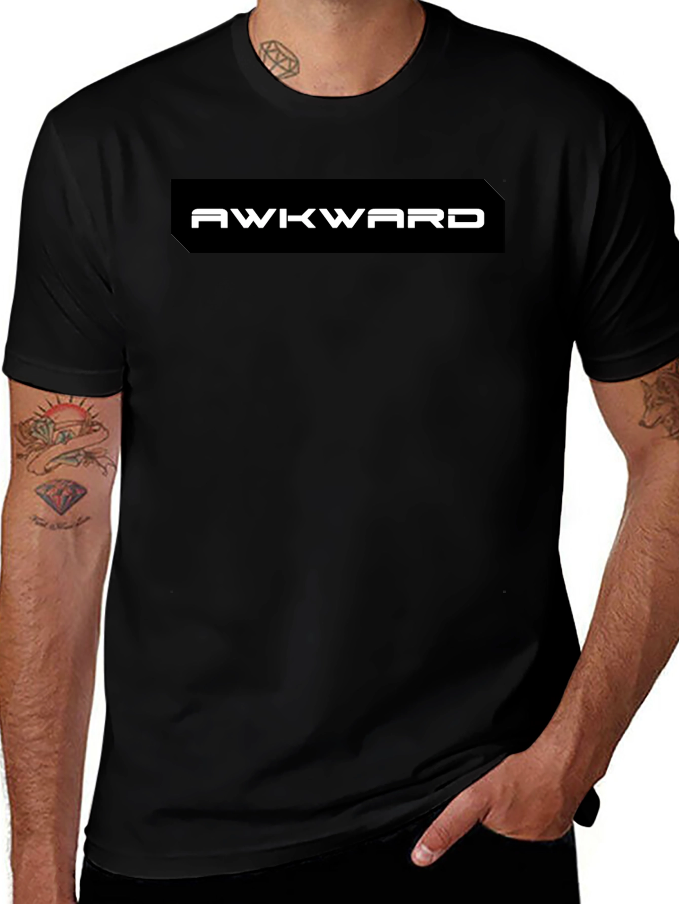Awkward Graphic Tee - Black Casual T-Shirt
