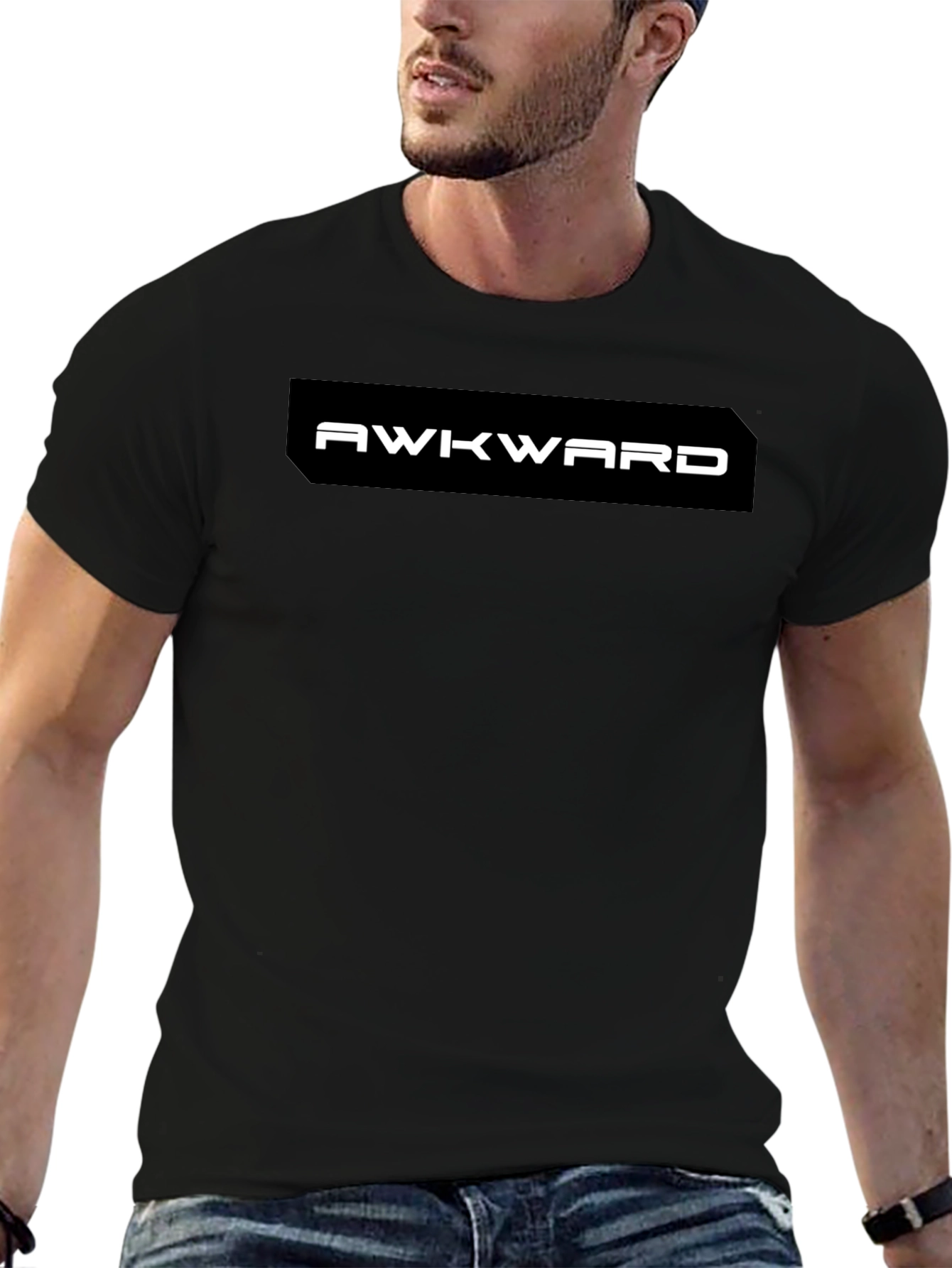 Awkward Graphic Tee - Black Casual T-Shirt