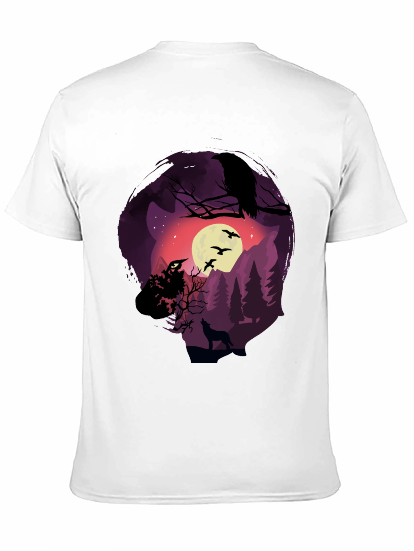 Raven Moon Wolf Graphic T-Shirt