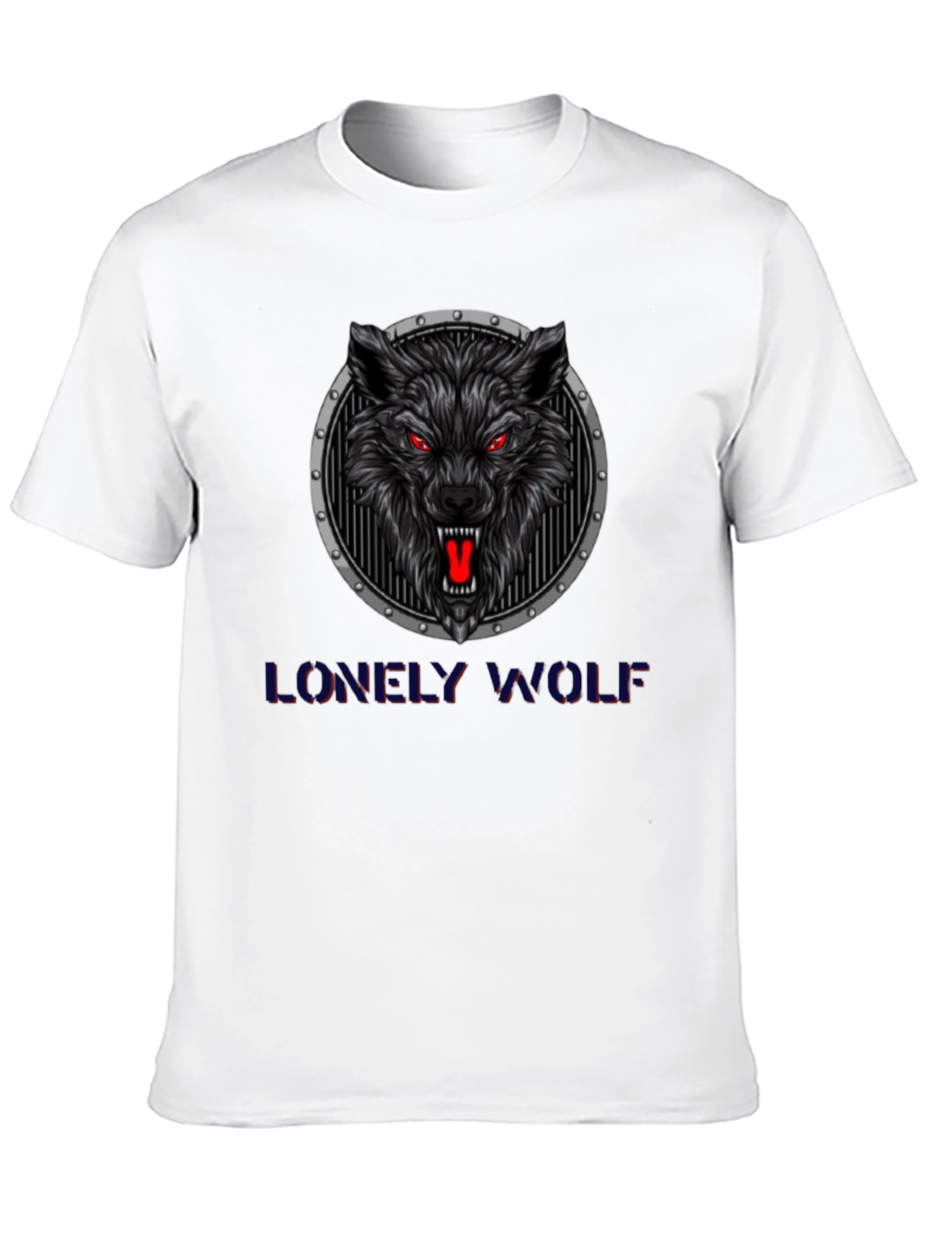 Lonely Wolf Graphic Print Black T-Shirt