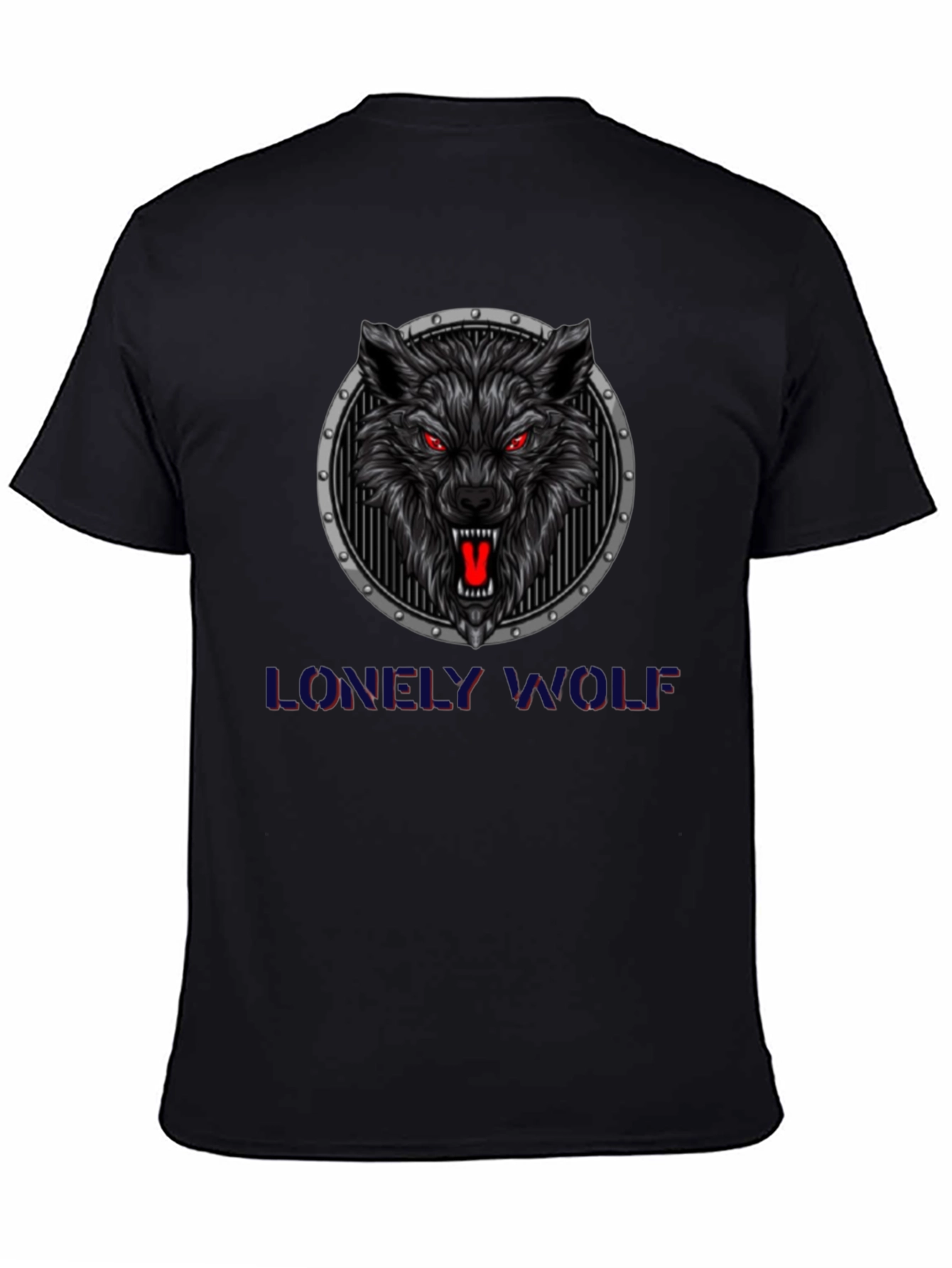 Lonely Wolf Graphic Print Black T-Shirt