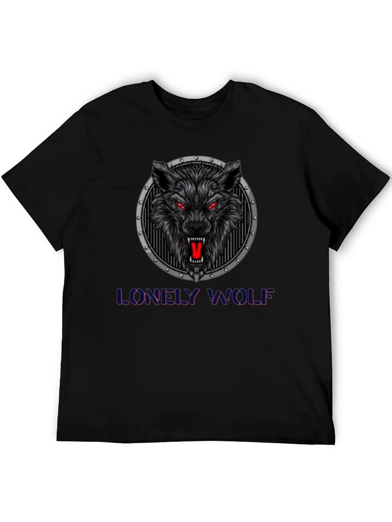 Lonely Wolf Graphic Print Black T-Shirt