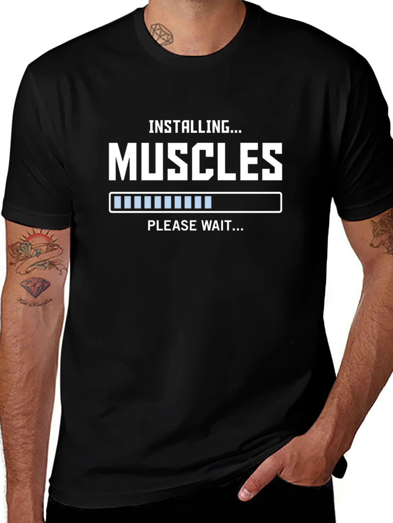 Installing Muscles Funny Workout T-Shirt