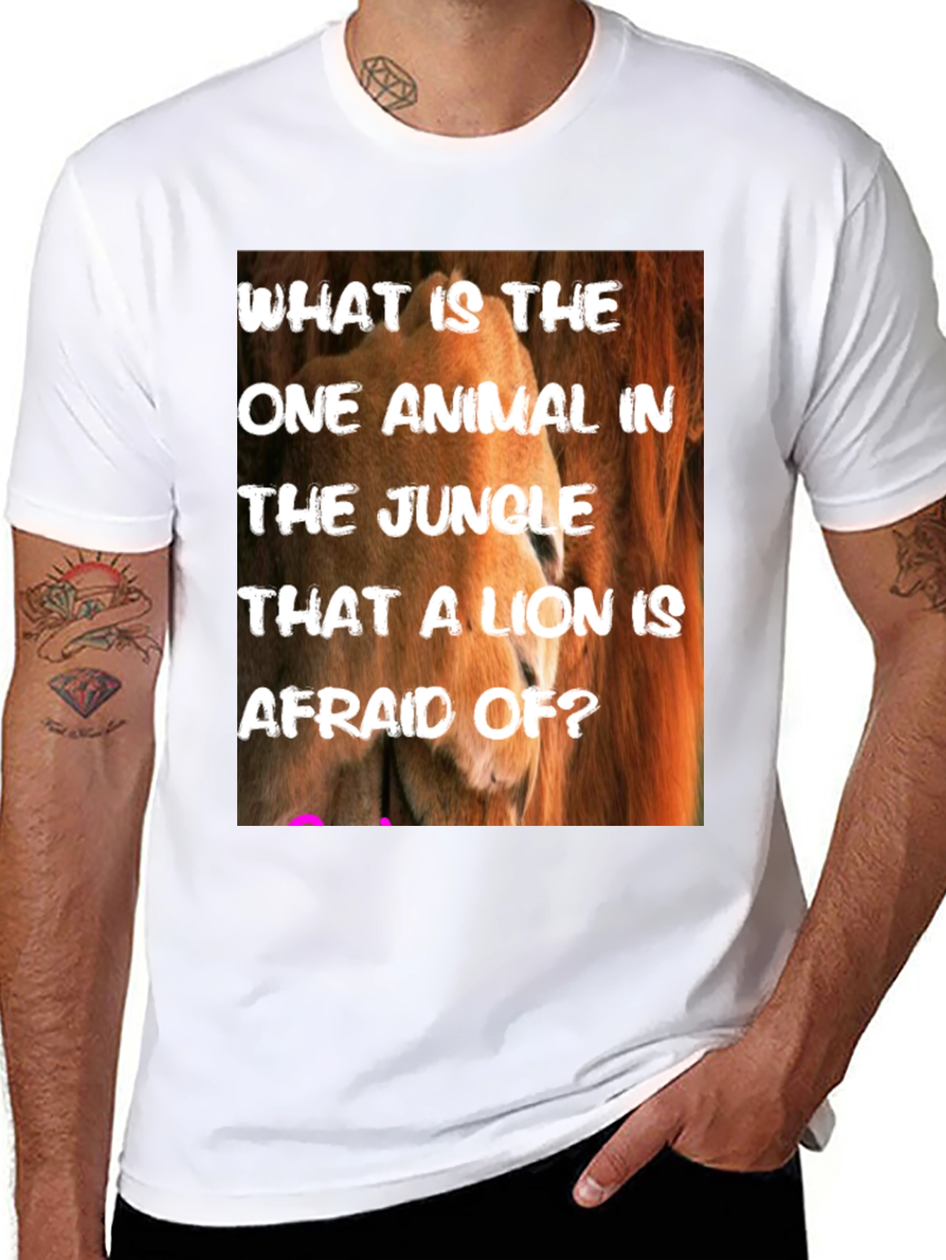 Lion Riddle Graphic Tee - Jungle Humor T-Shirt