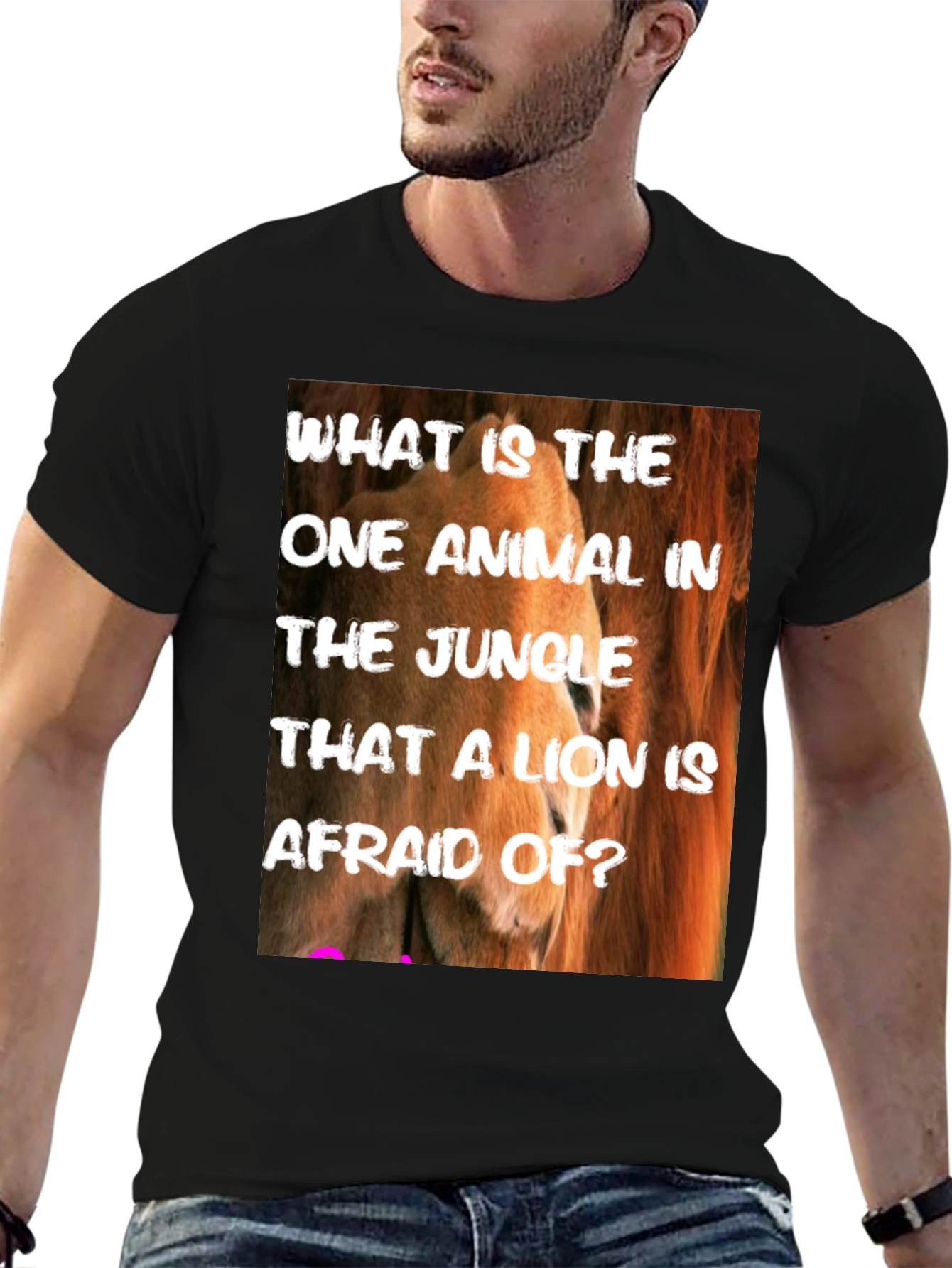 Lion Riddle Graphic Tee - Jungle Humor T-Shirt
