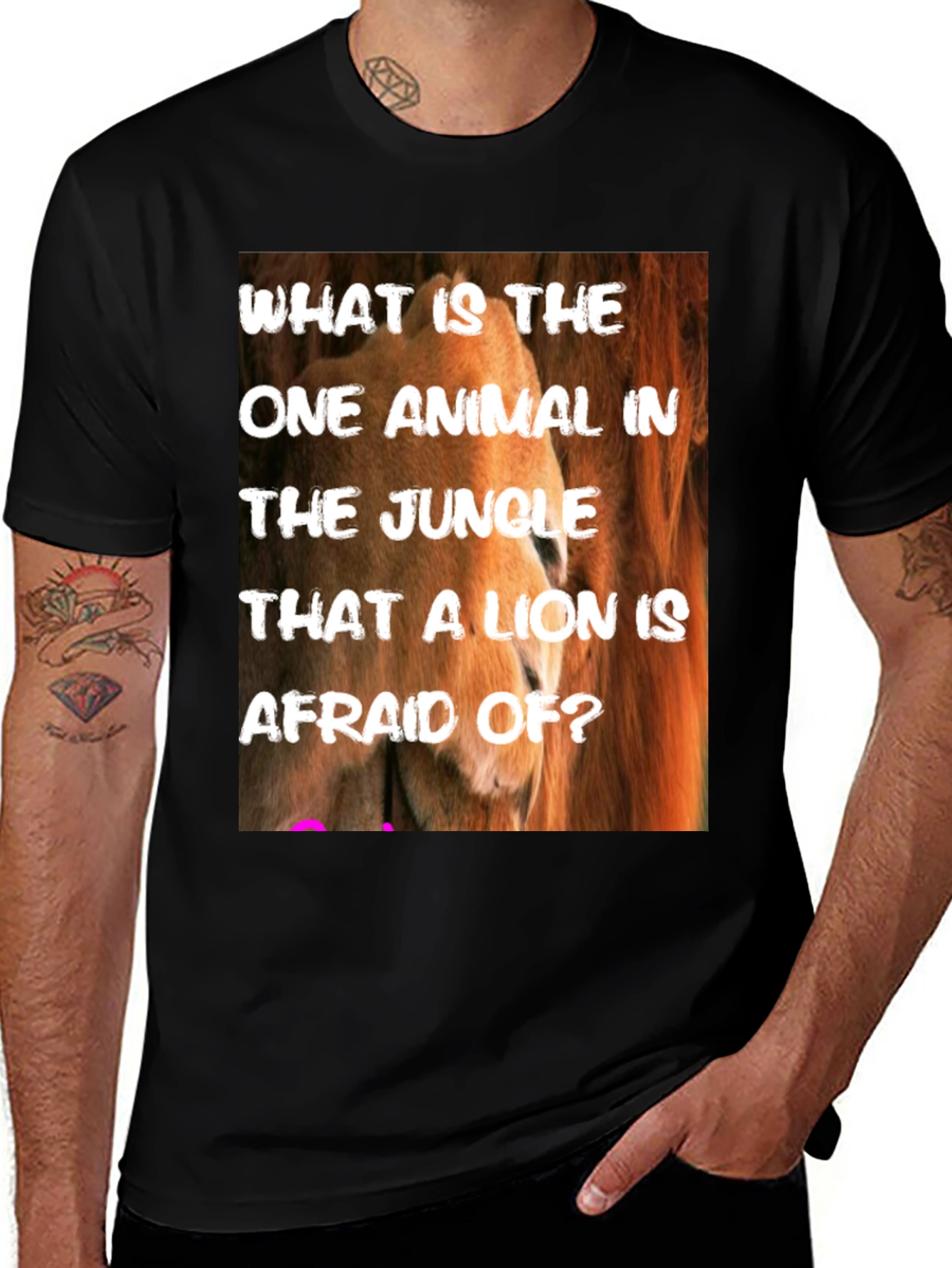Lion Riddle Graphic Tee - Jungle Humor T-Shirt