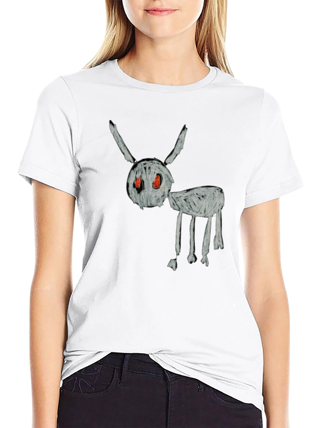 Unique Black T-Shirt with Sketchy Creature Design