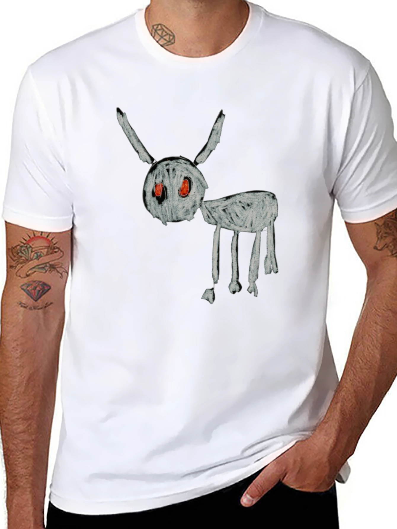 Unique Black T-Shirt with Sketchy Creature Design