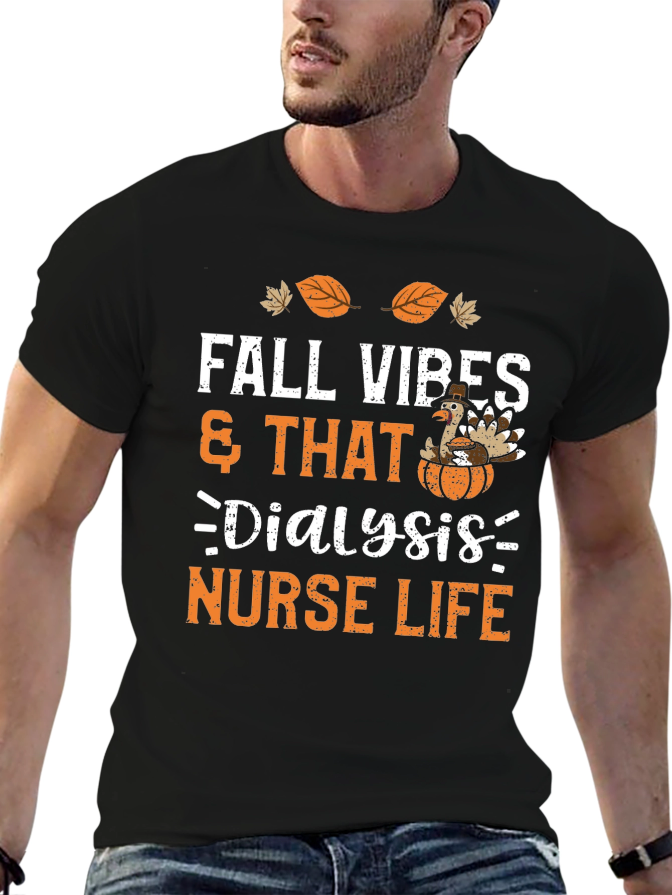 Fall Vibes Dialysis Nurse Life Thanksgiving T-Shirt