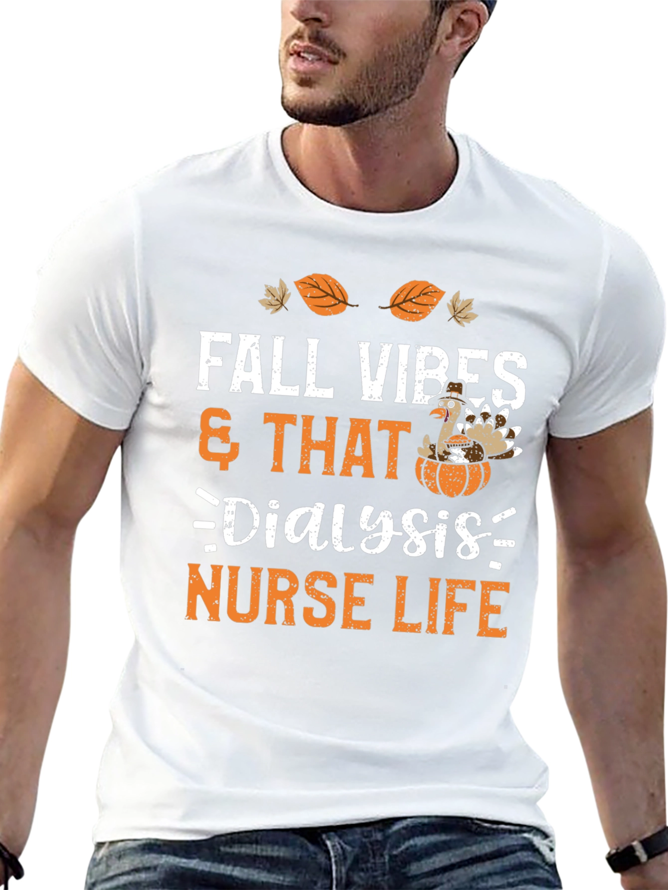 Fall Vibes Dialysis Nurse Life Thanksgiving T-Shirt