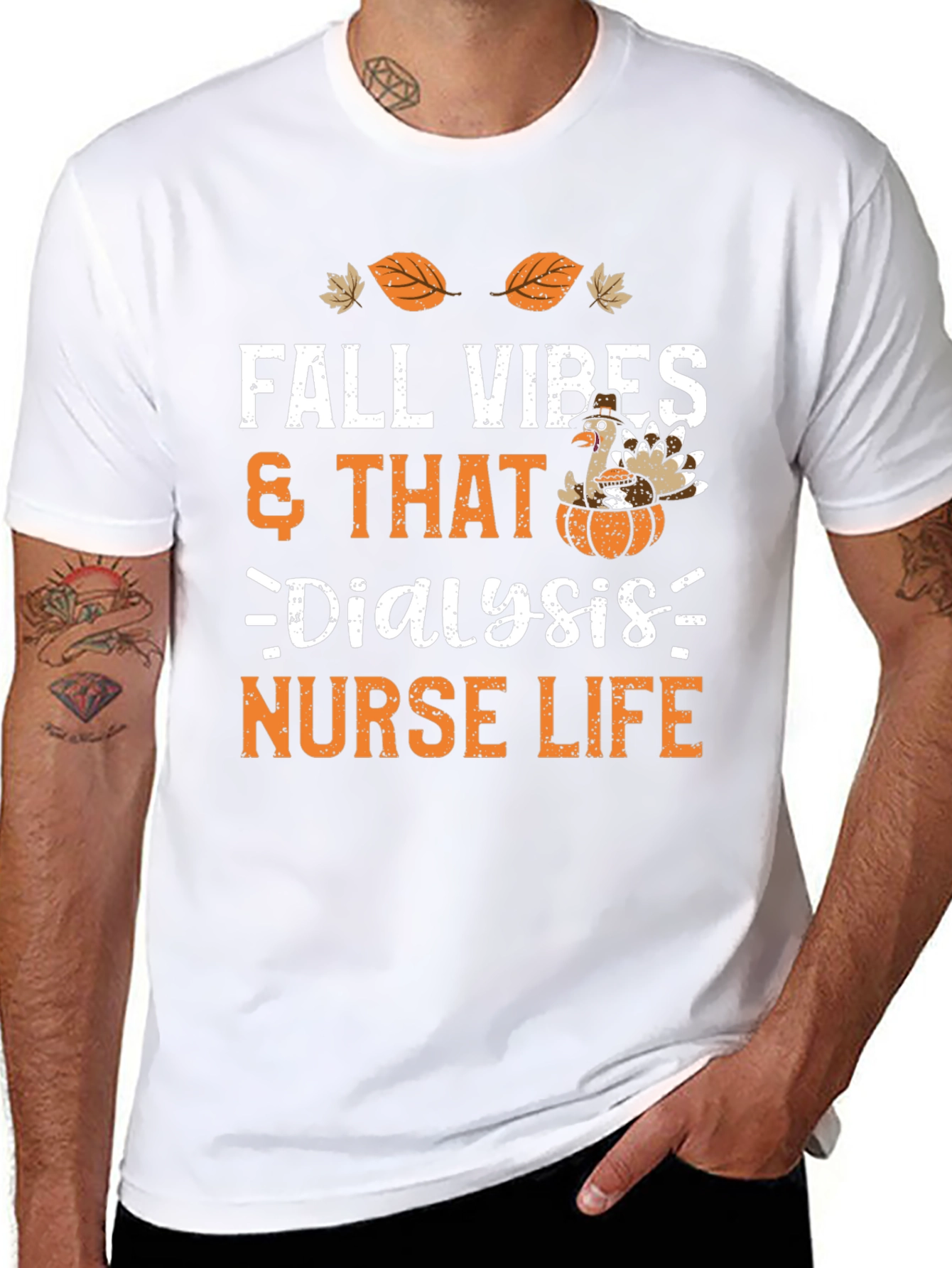 Fall Vibes Dialysis Nurse Life Thanksgiving T-Shirt