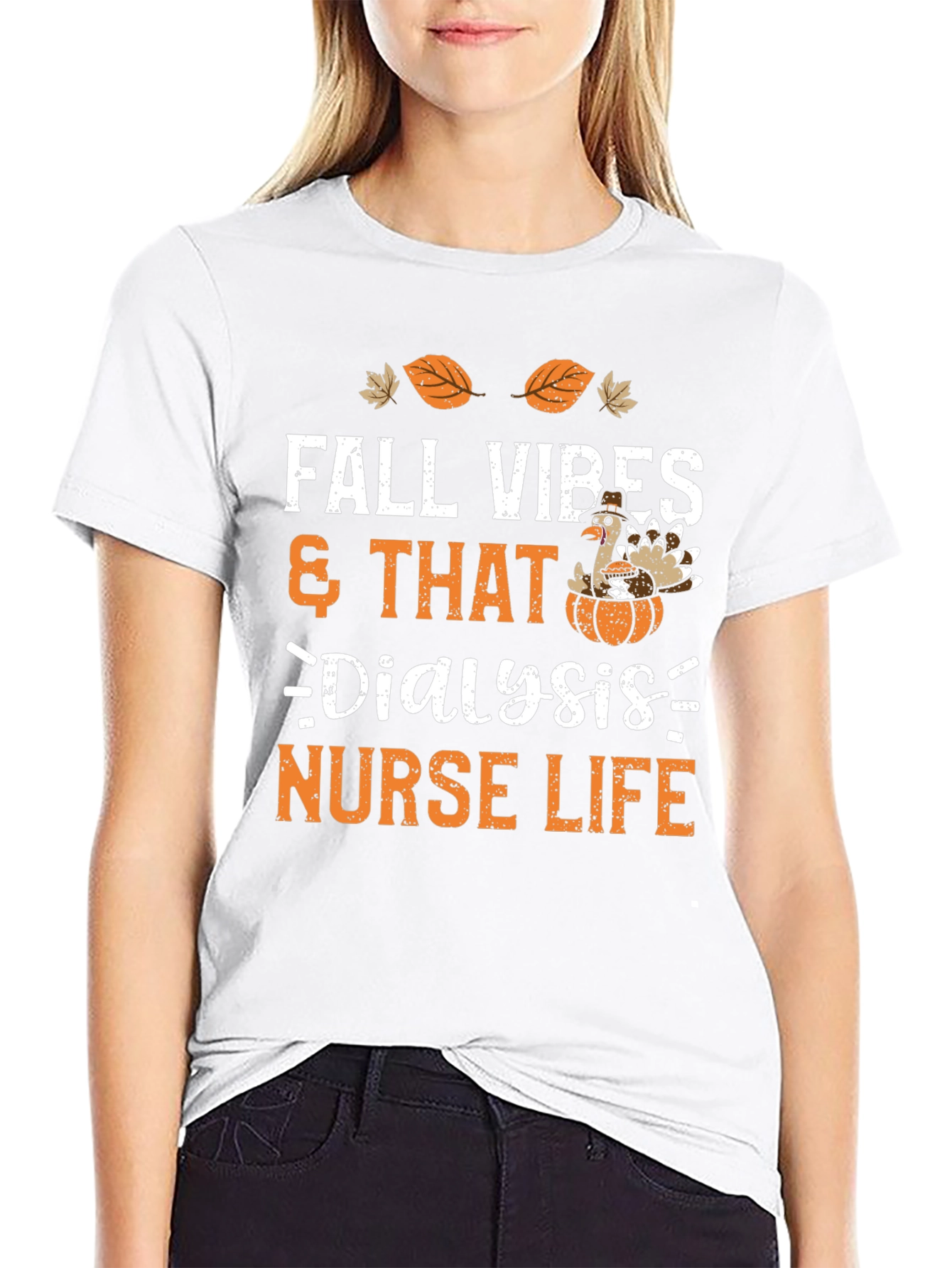 Fall Vibes Dialysis Nurse Life Thanksgiving T-Shirt