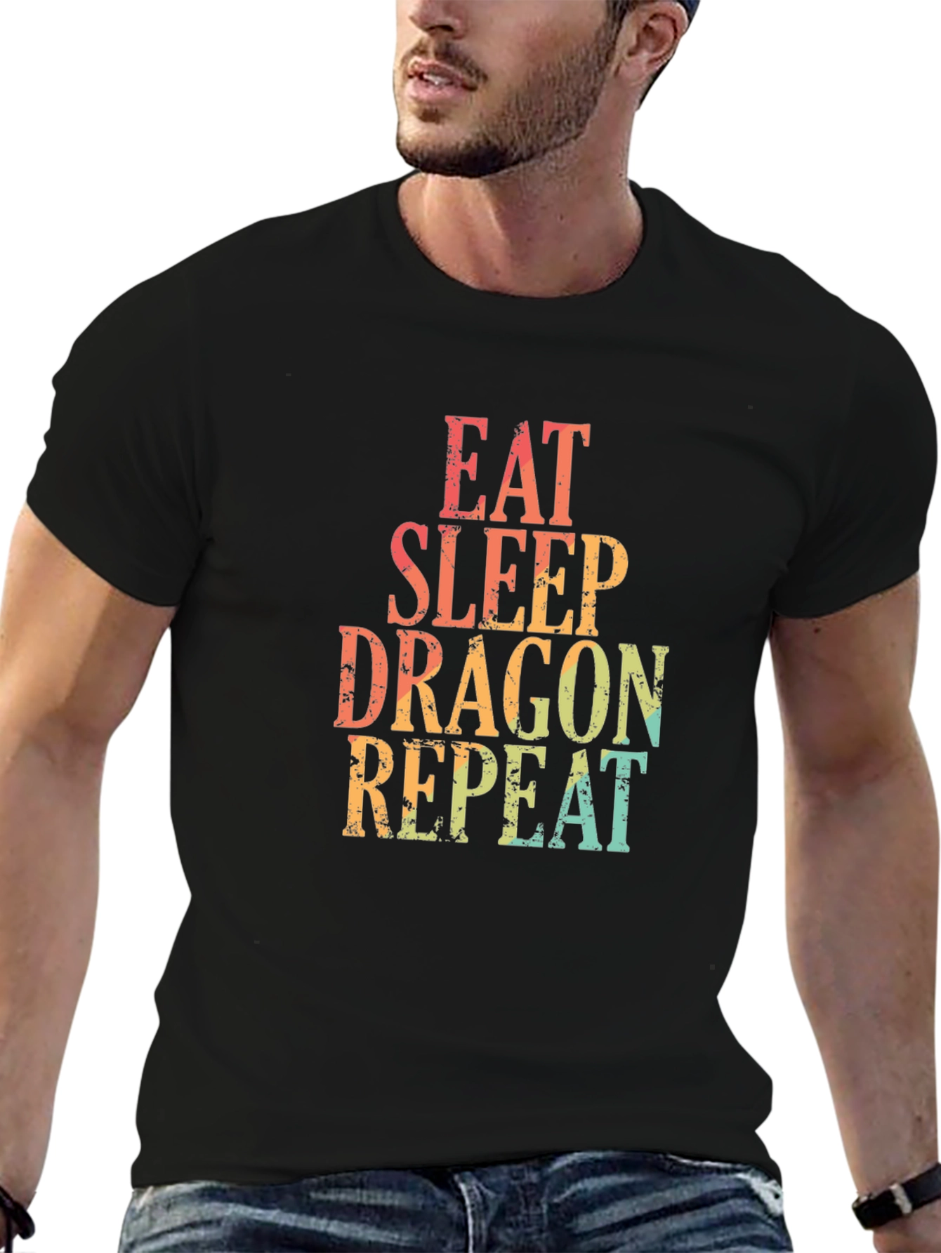 Eat Sleep Dragon Repeat Black Graphic Tee