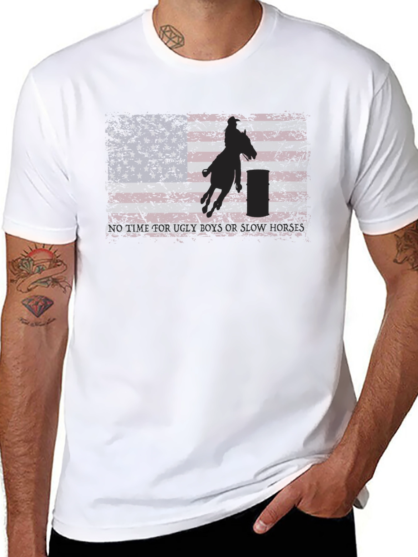 American Flag Barrel Racing Graphic Tee
