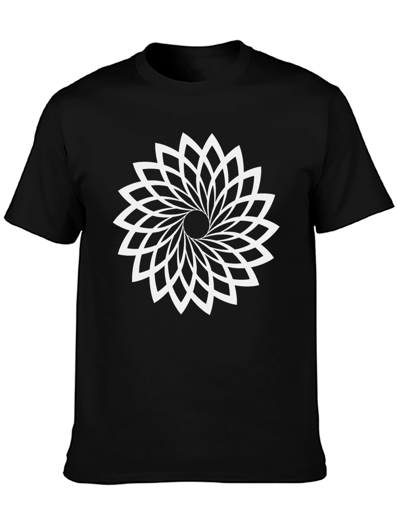 Geometric Floral T-Shirt - Modern Design in Black