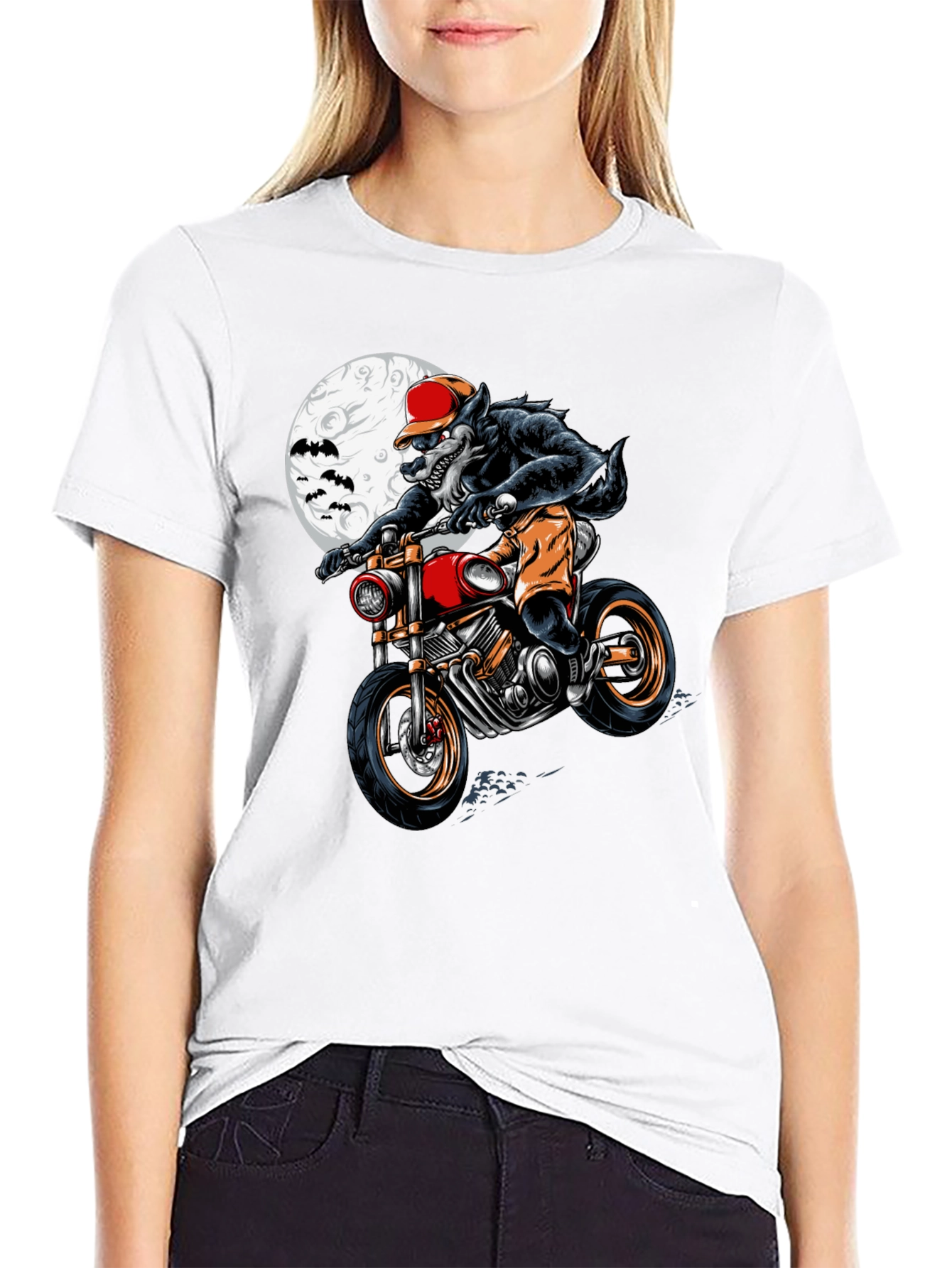 Werewolf Motorcycle Rider Graphic Tee