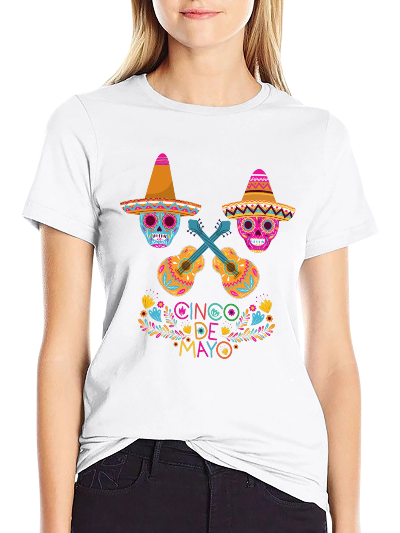 Cinco de Mayo Sugar Skull Guitar T-Shirt