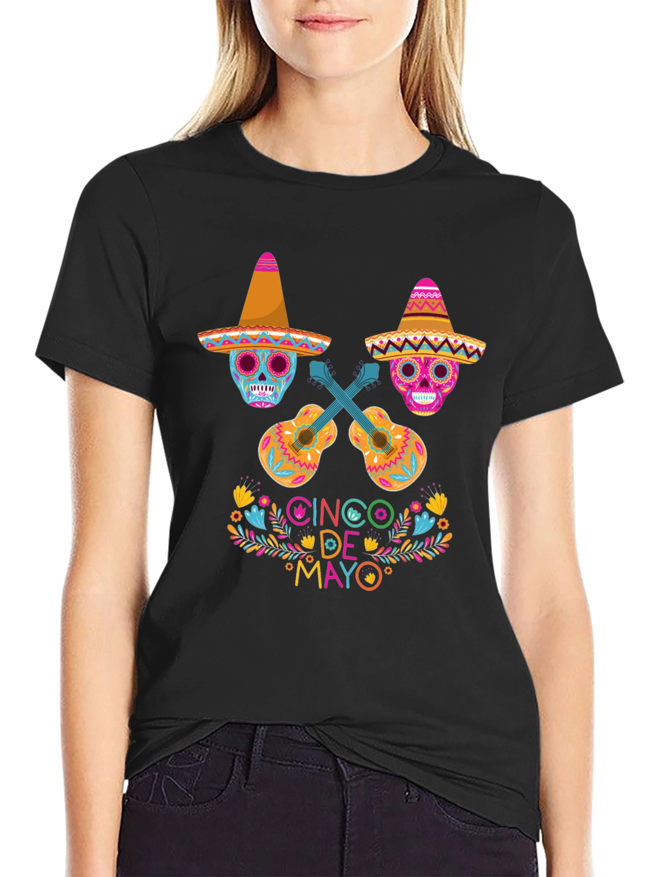 Cinco de Mayo Sugar Skull Guitar T-Shirt