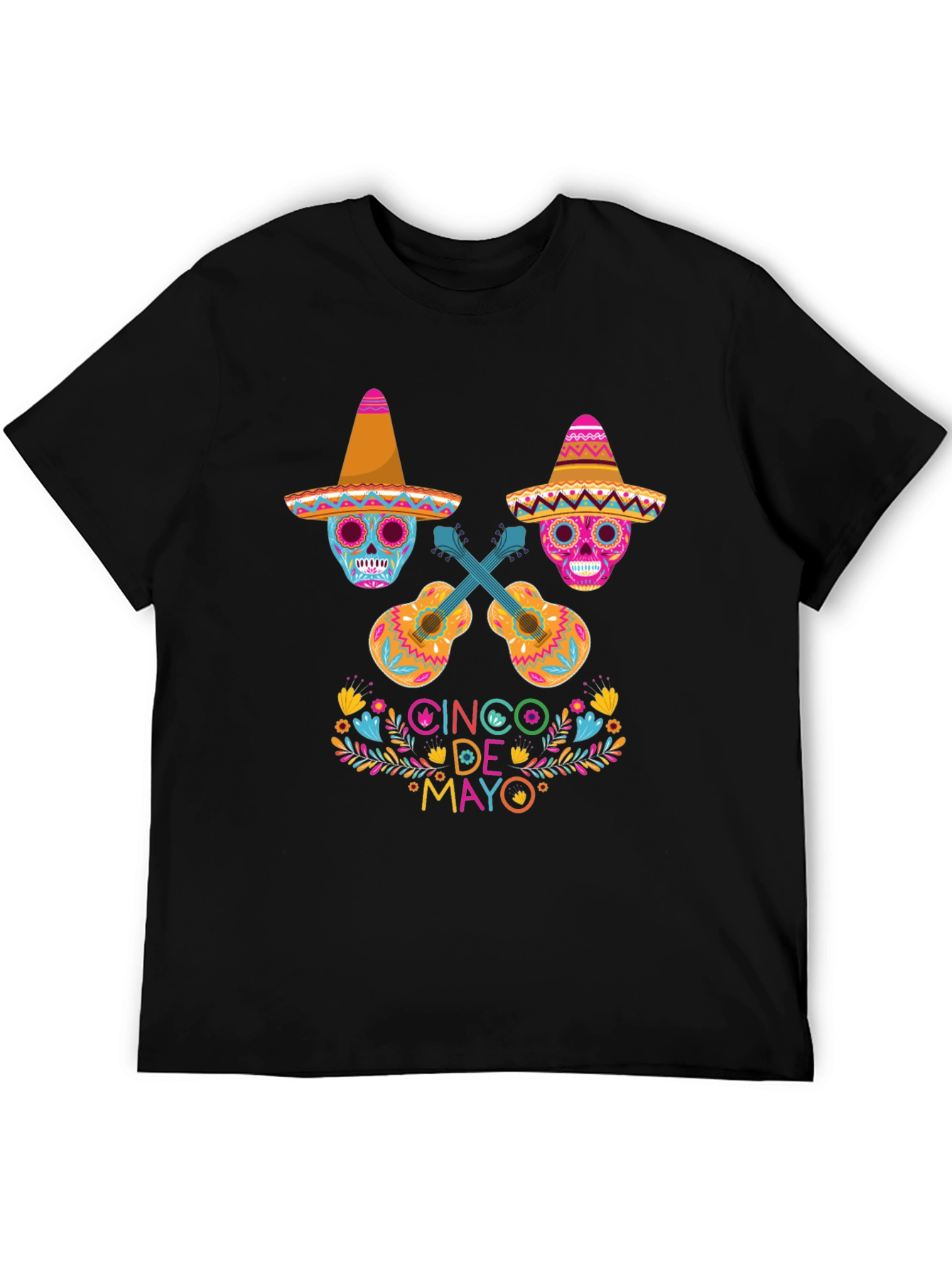Cinco de Mayo Sugar Skull Guitar T-Shirt