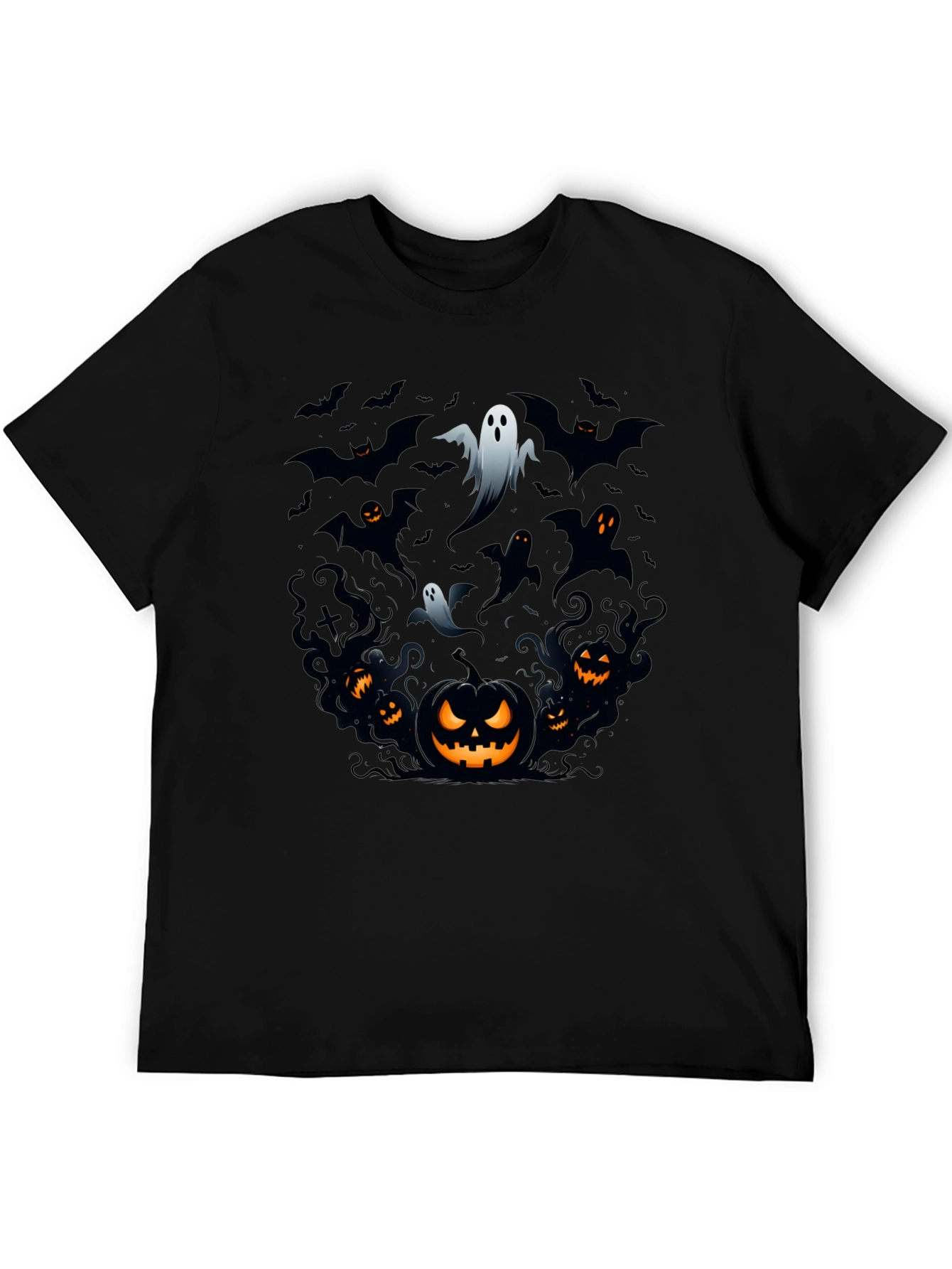 Halloween Ghosts & Pumpkins Black T-Shirt