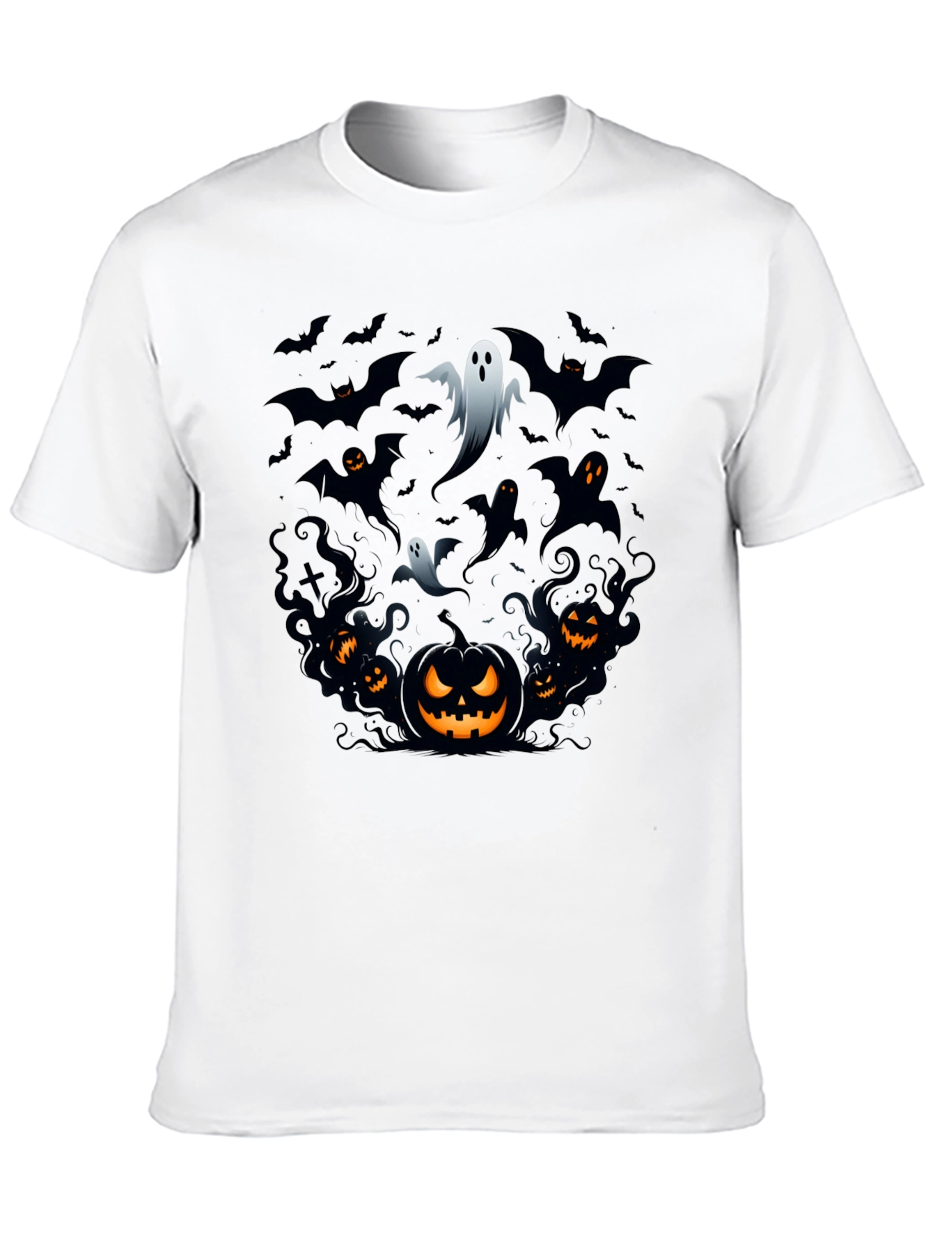Halloween Ghosts & Pumpkins Black T-Shirt
